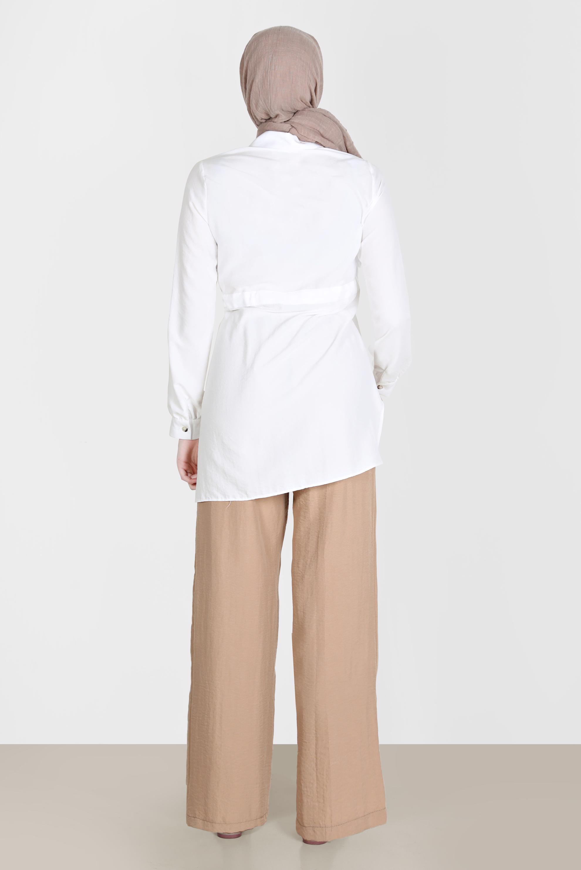 Tesettür giyim KAHVE BELİ LASTİKLİ PANTOLON 70356 