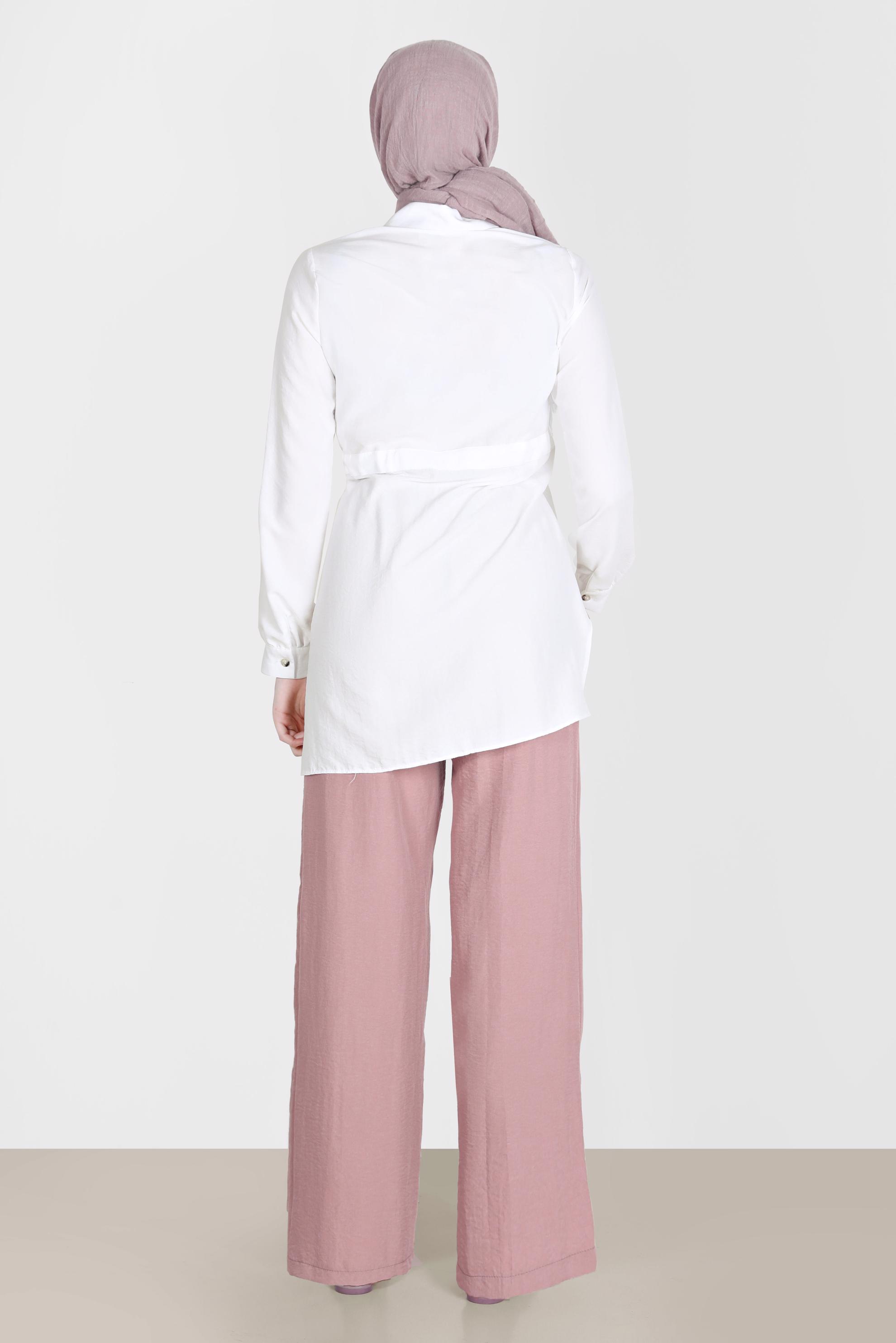 Tesettür giyim PUDRA BELİ LASTİKLİ PANTOLON 70356 