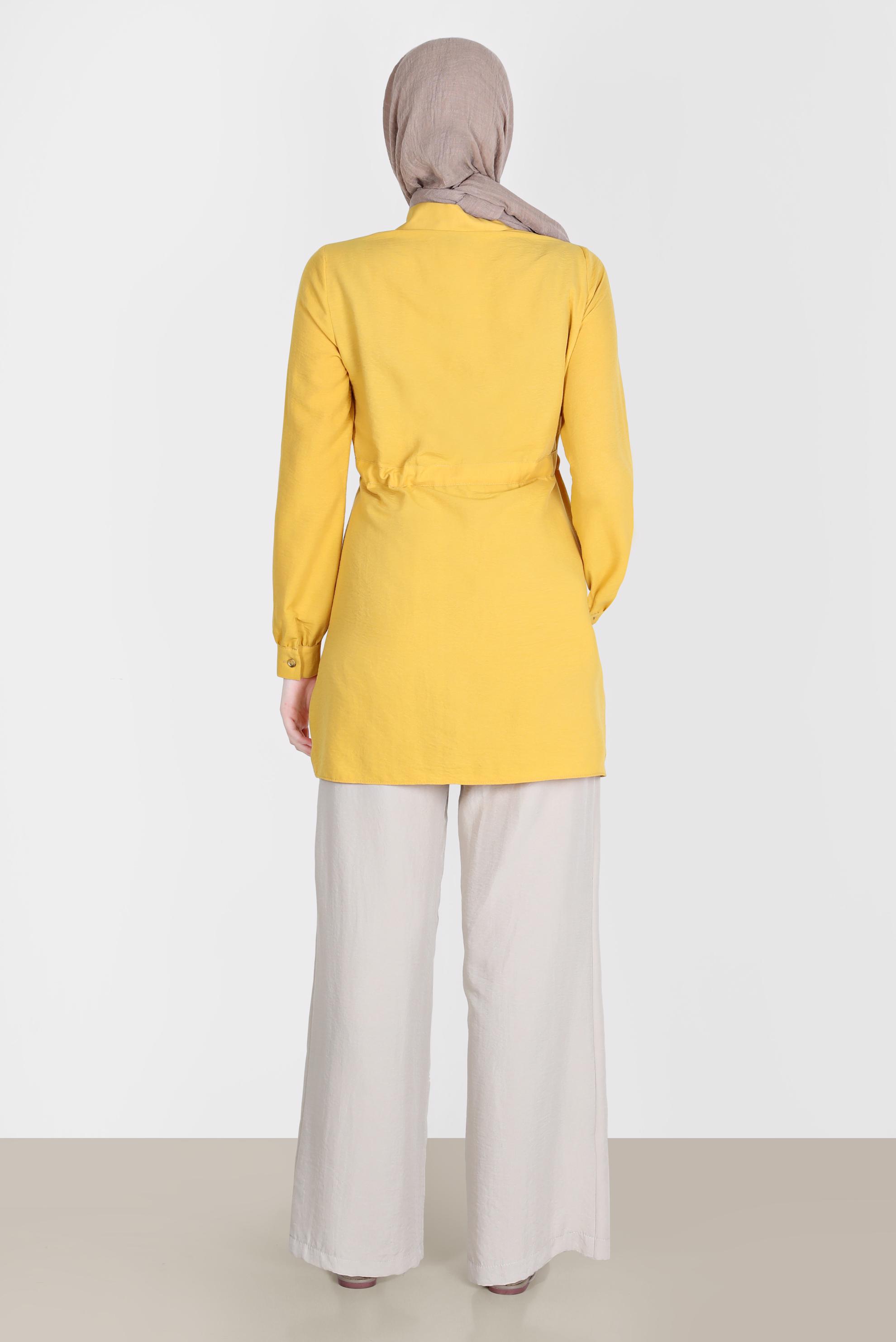 Tesettür giyim BEJ BELİ LASTİKLİ PANTOLON 70356 