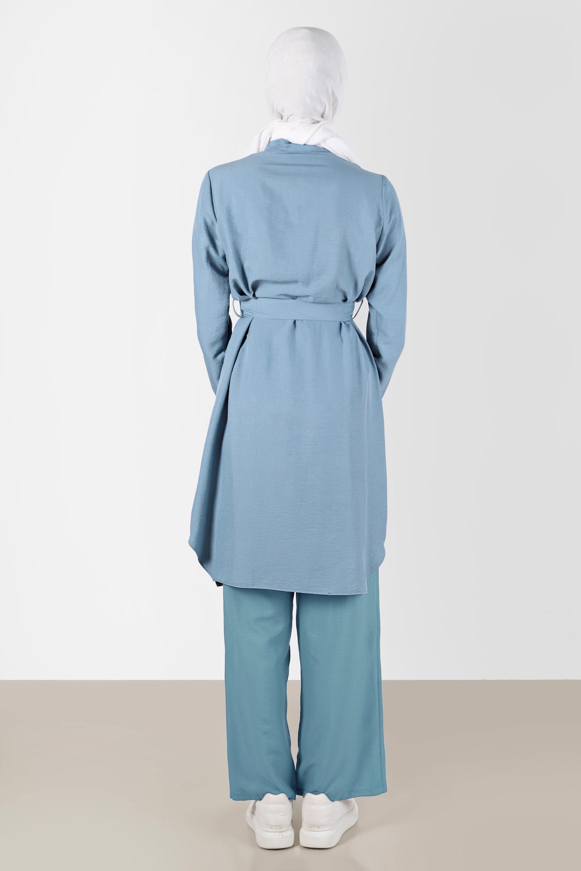 Tesettür giyim MAVİ BELİ LASTİKLİ PANTOLON 70356 