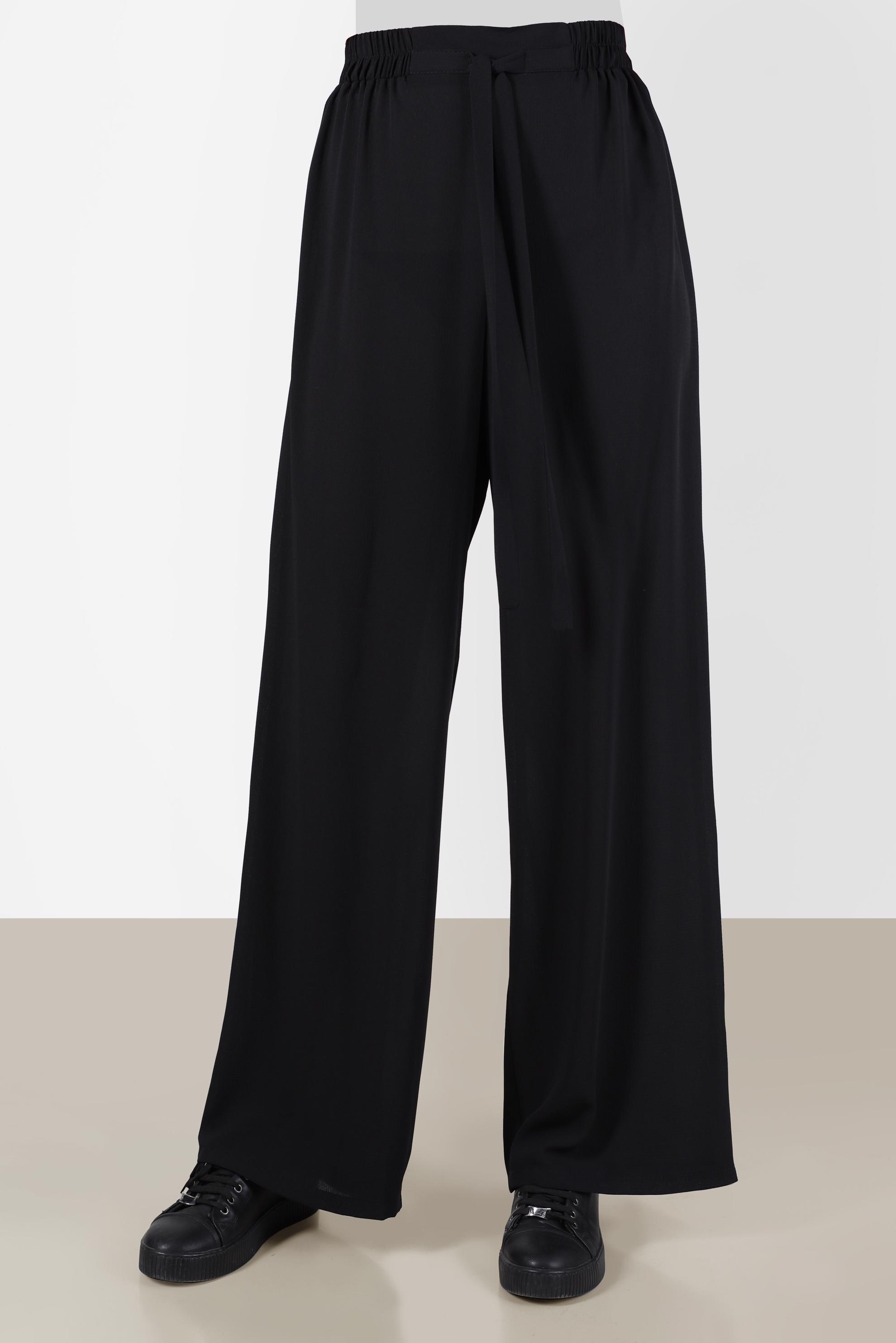 Tesettür giyim SİYAH BELİ LASTİKLİ PANTOLON 70357 