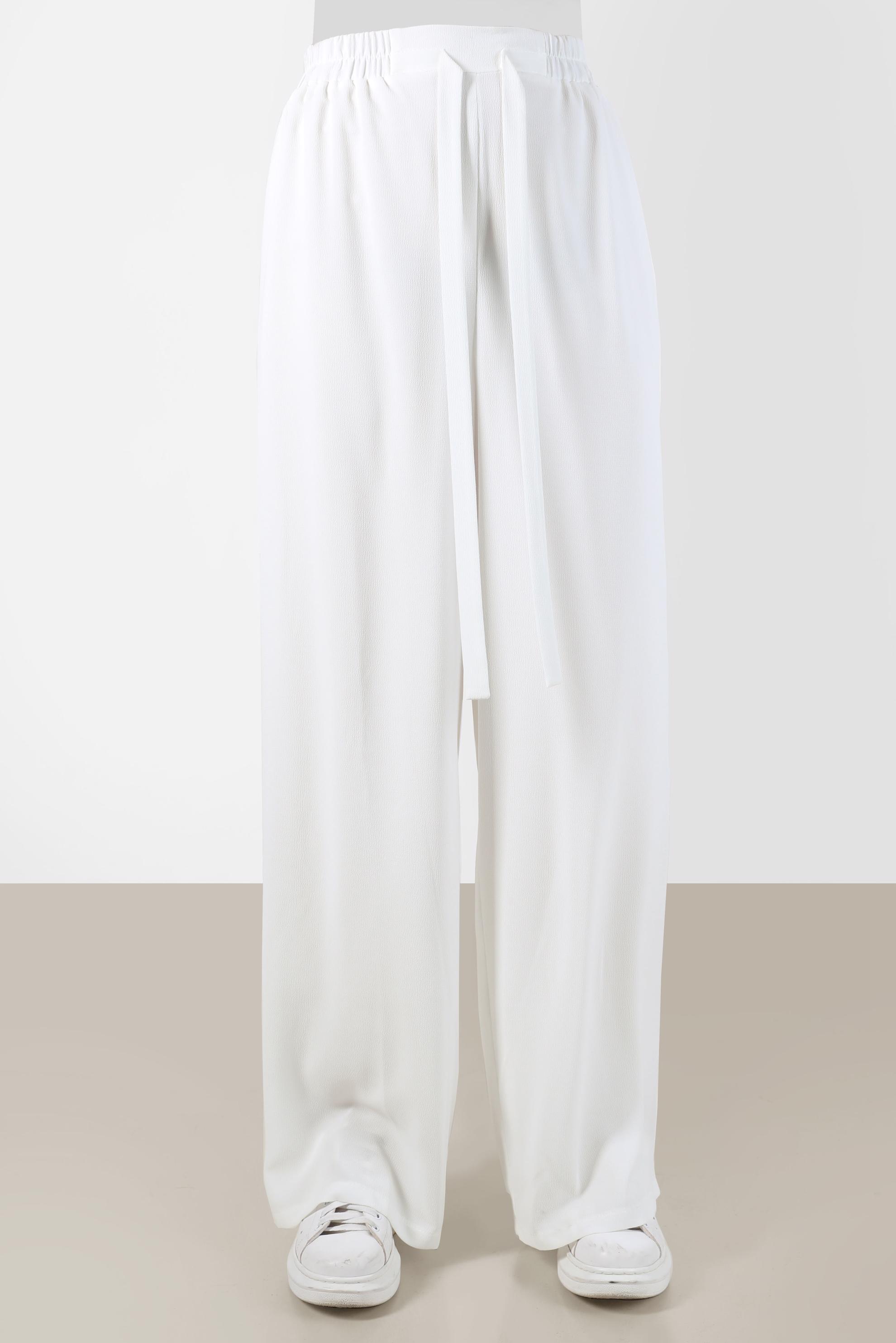 Tesettür giyim BEYAZ BELİ LASTİKLİ PANTOLON 70357 