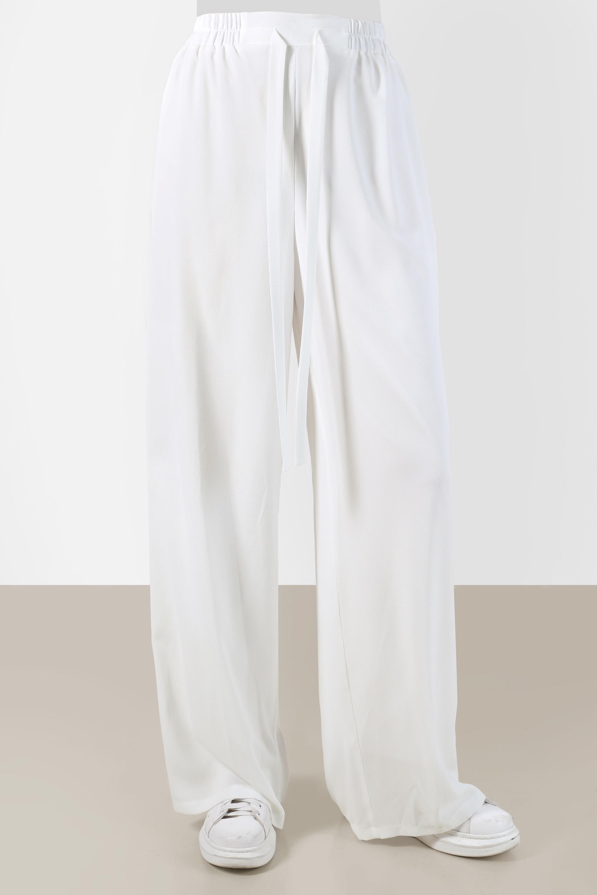 Tesettür giyim BEYAZ BELİ LASTİKLİ PANTOLON 70357 