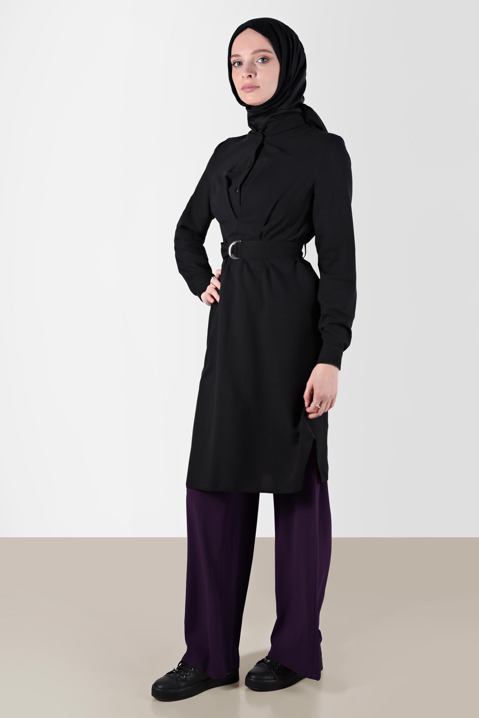 Tesettür giyim MOR BELİ LASTİKLİ PANTOLON 70357 