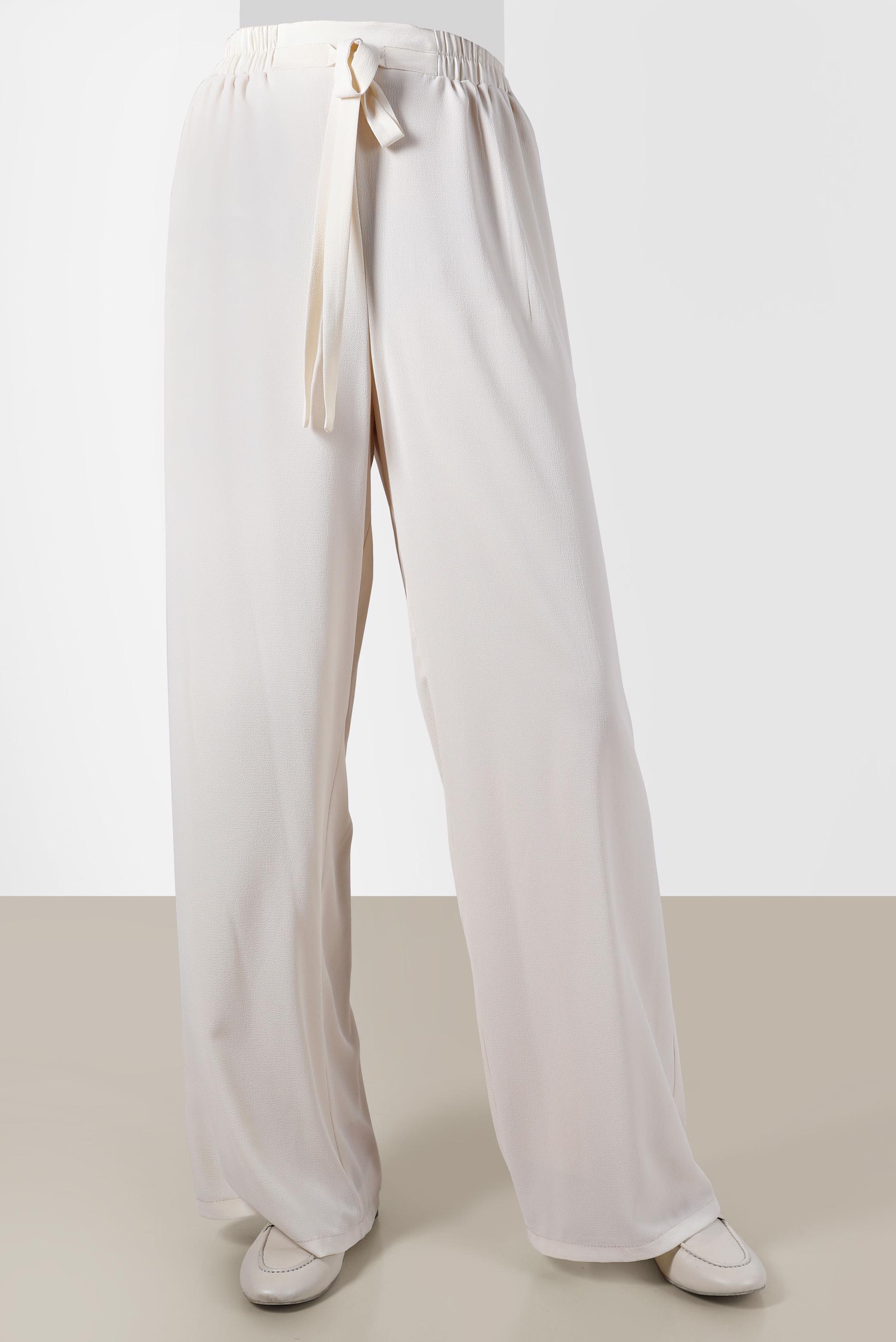 Tesettür giyim BEJ BELİ LASTİKLİ PANTOLON 70357 