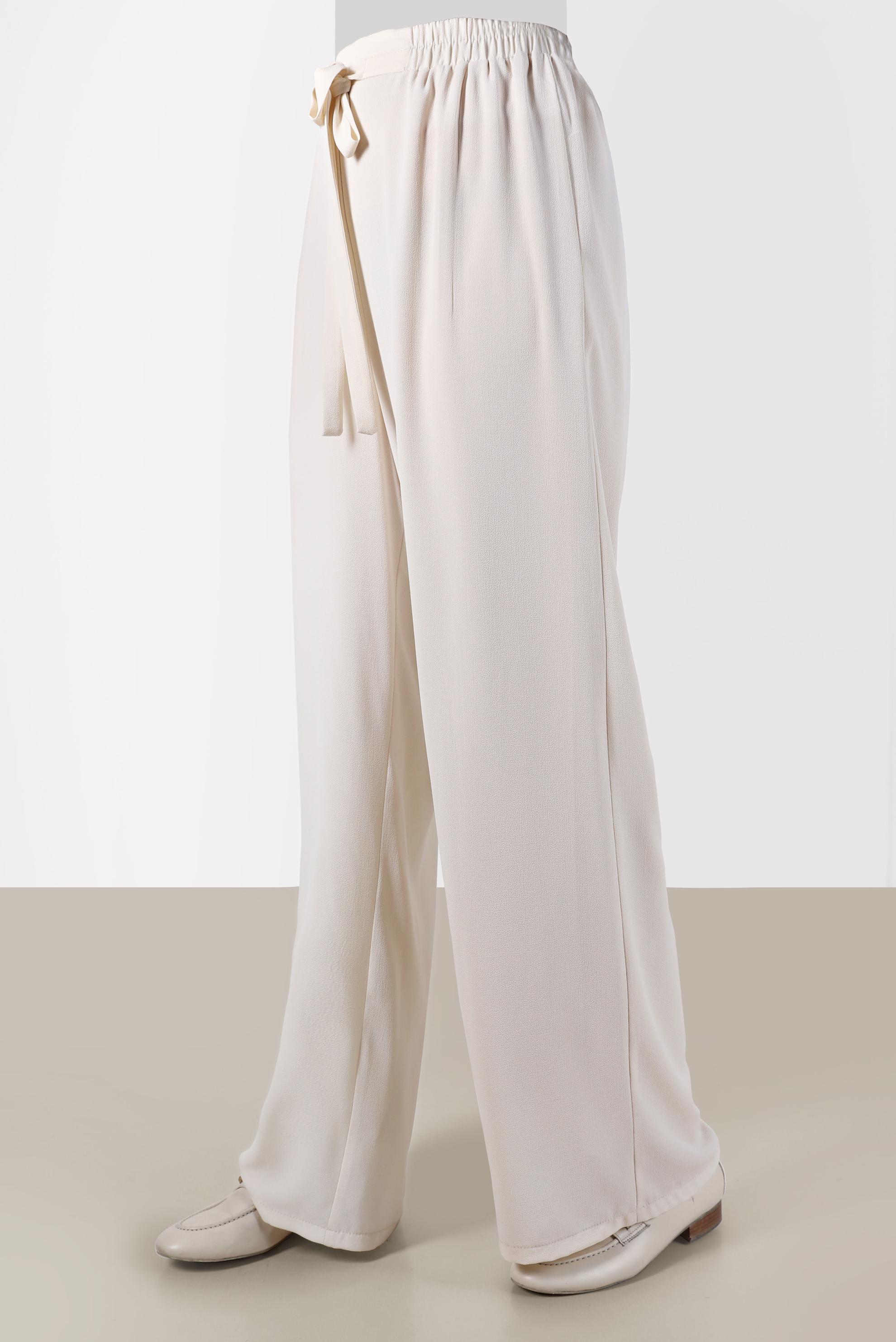 Tesettür giyim BEJ BELİ LASTİKLİ PANTOLON 70357 