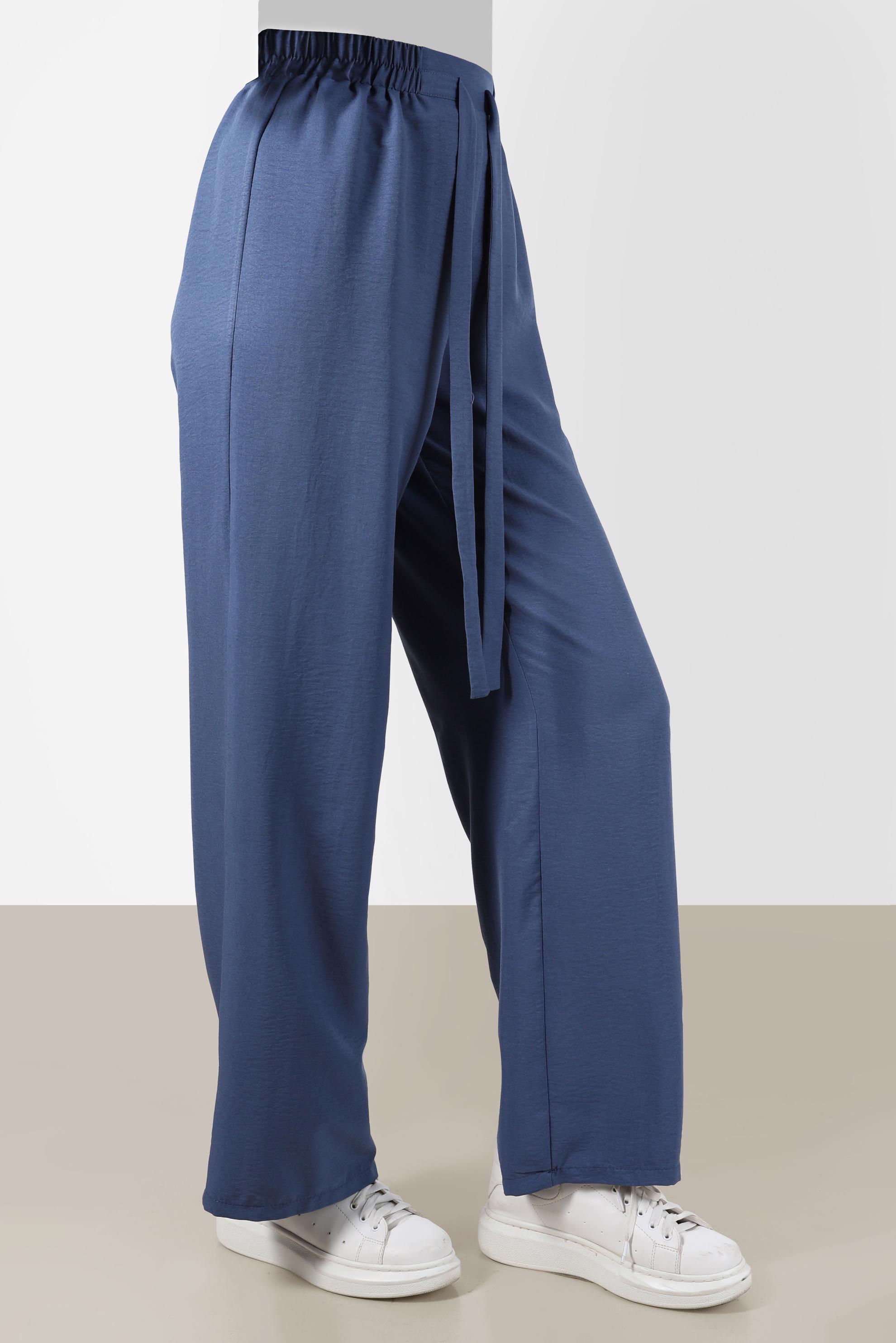 Hijab clothing NAVY BLUE ELASTIC WAIST TROUSERS 70357 