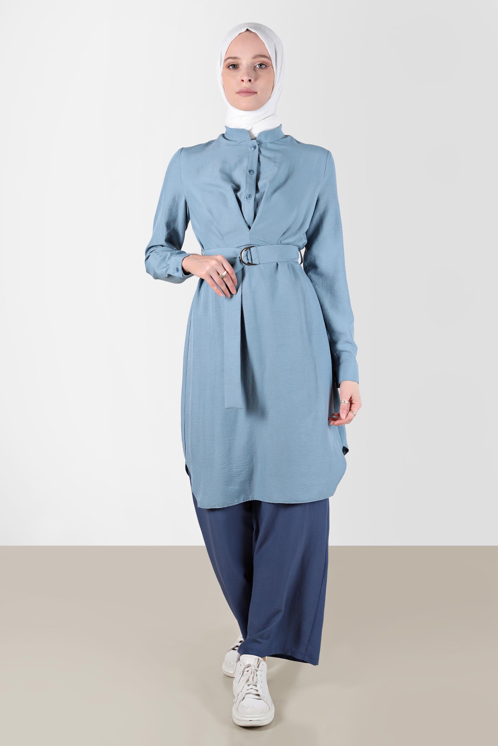 Hijab clothing NAVY BLUE ELASTIC WAIST TROUSERS 70357 