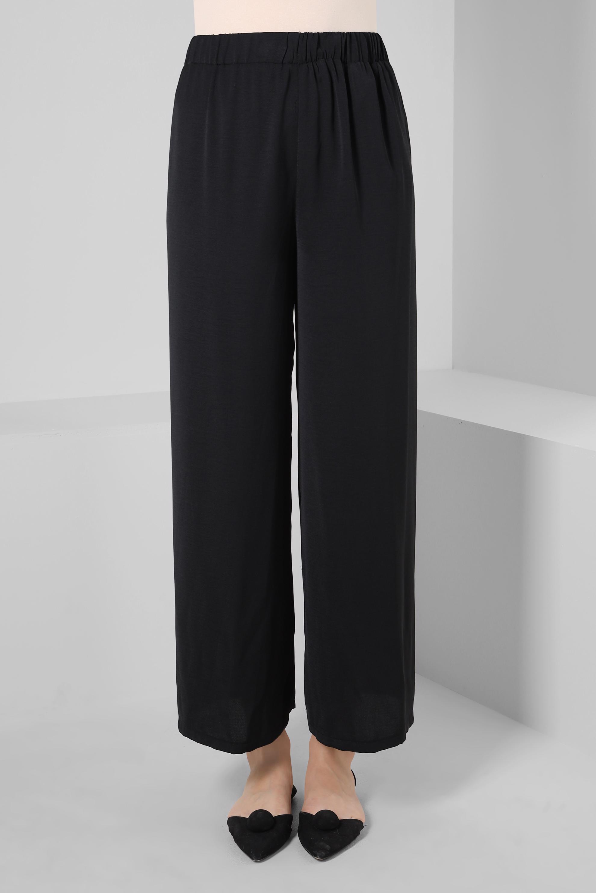 Tesettür giyim SİYAH BELİ LASTİKLİ PANTOLON 70358 