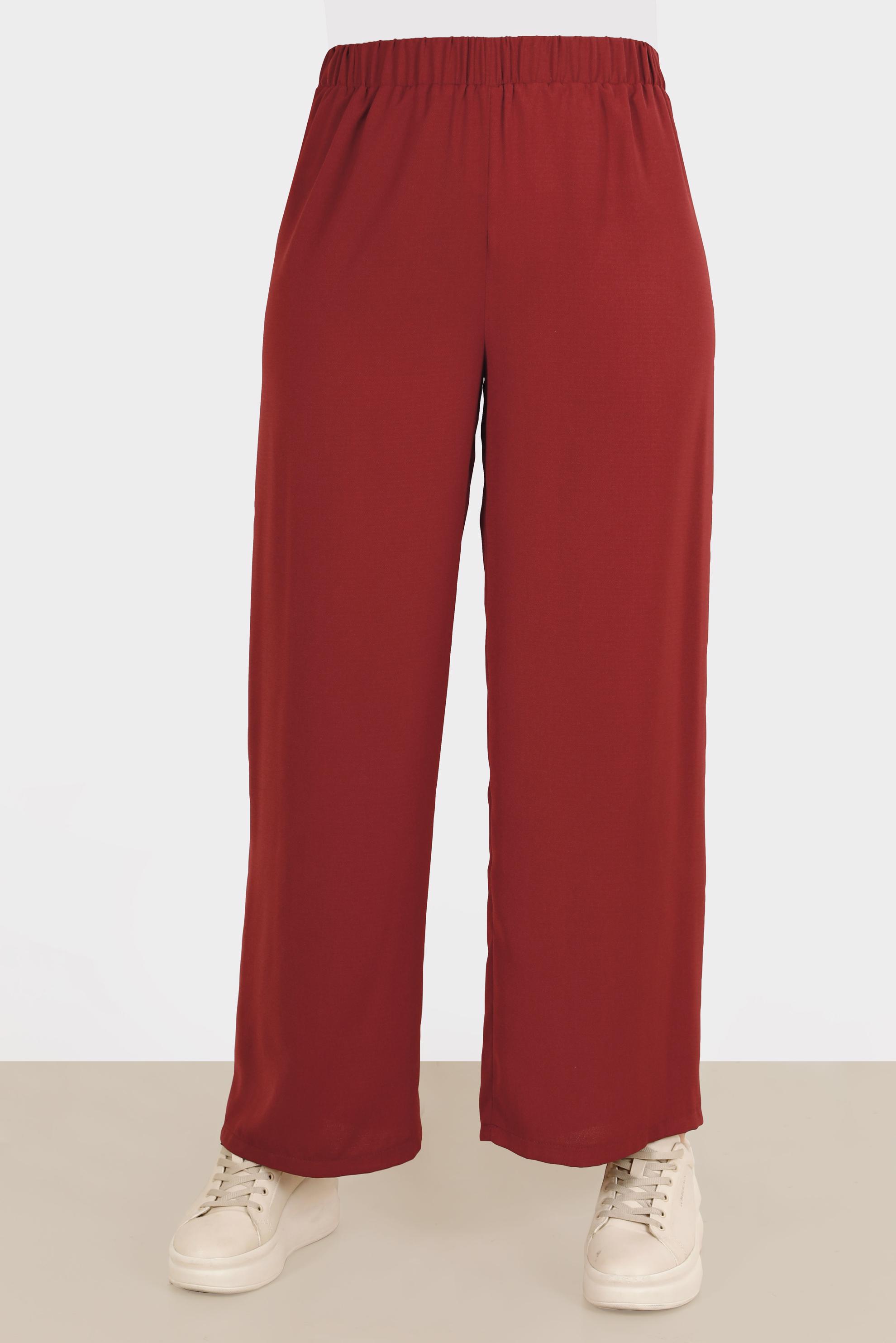 Hijab clothing CLARET RED ELASTIC WAIST TROUSERS 70358 