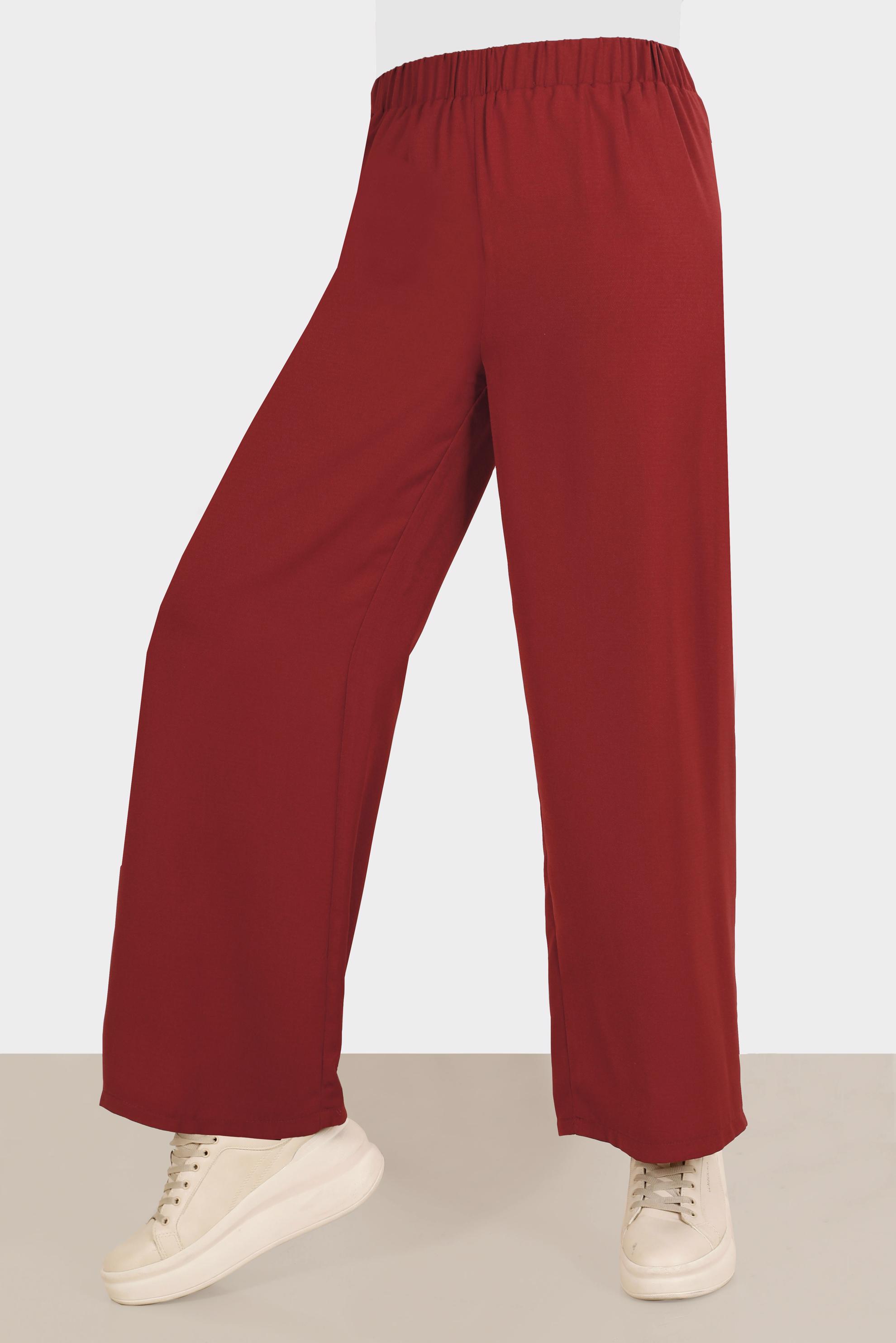 Hijab clothing CLARET RED ELASTIC WAIST TROUSERS 70358 