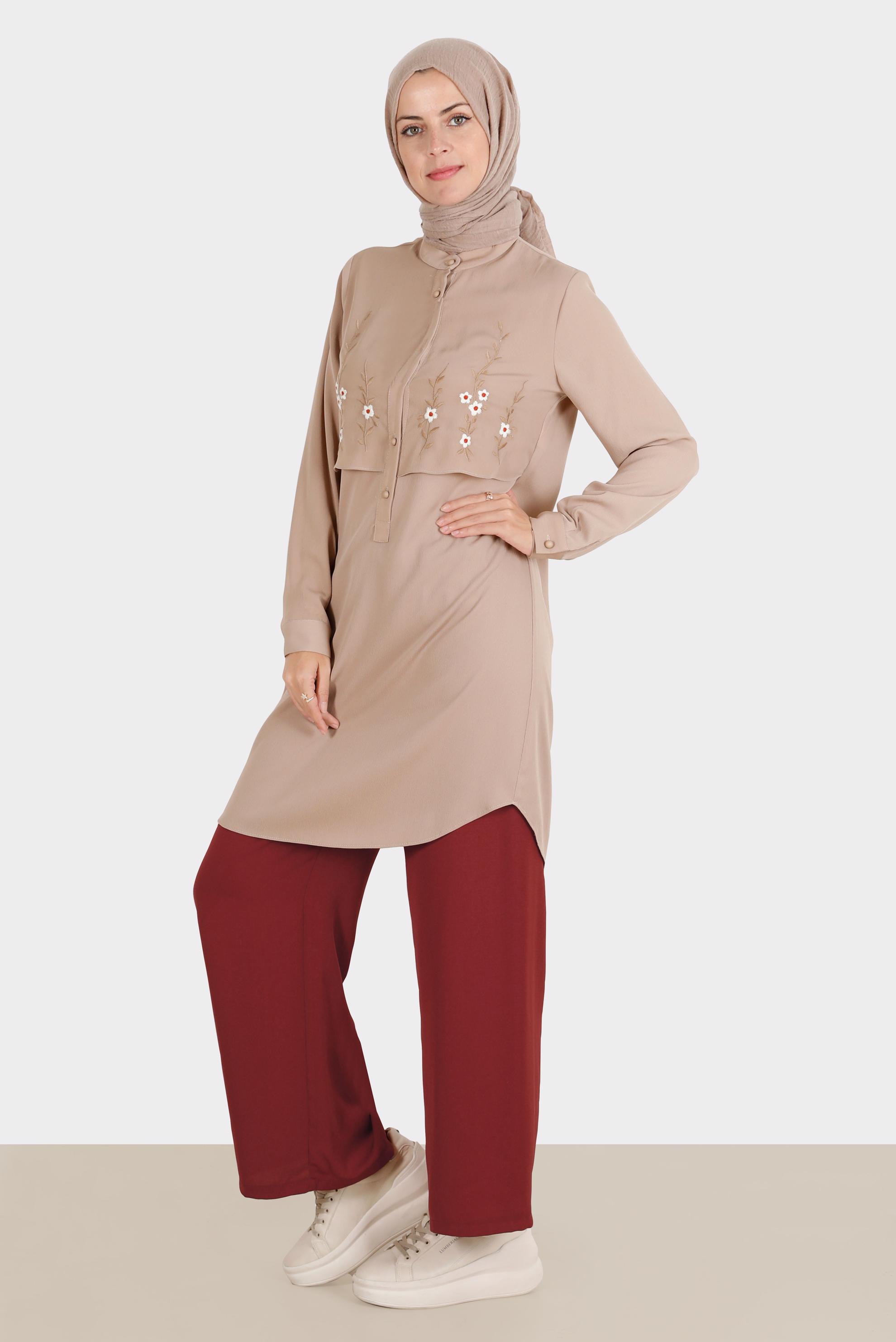 Hijab clothing CLARET RED ELASTIC WAIST TROUSERS 70358 