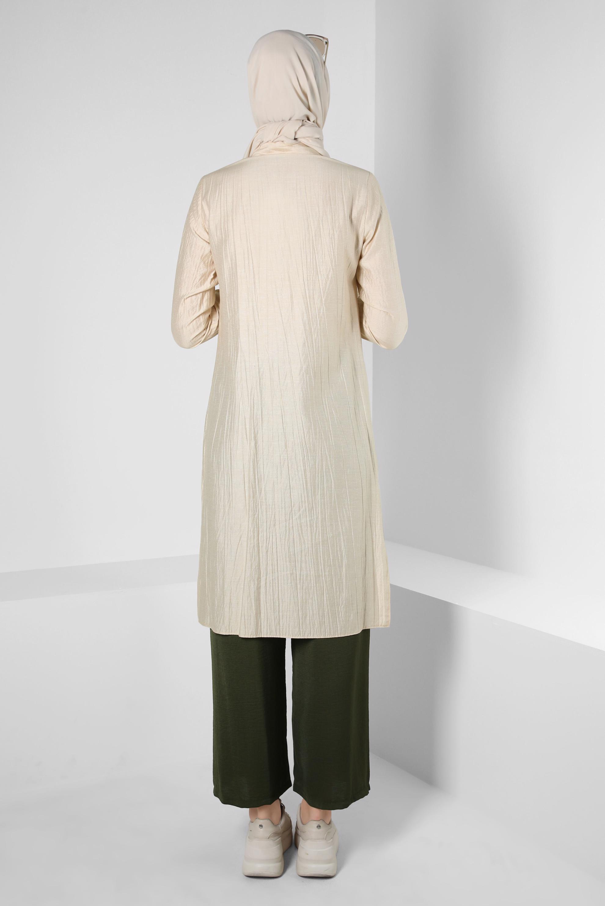 Tesettür giyim HAKİ BELİ LASTİKLİ PANTOLON 70358 