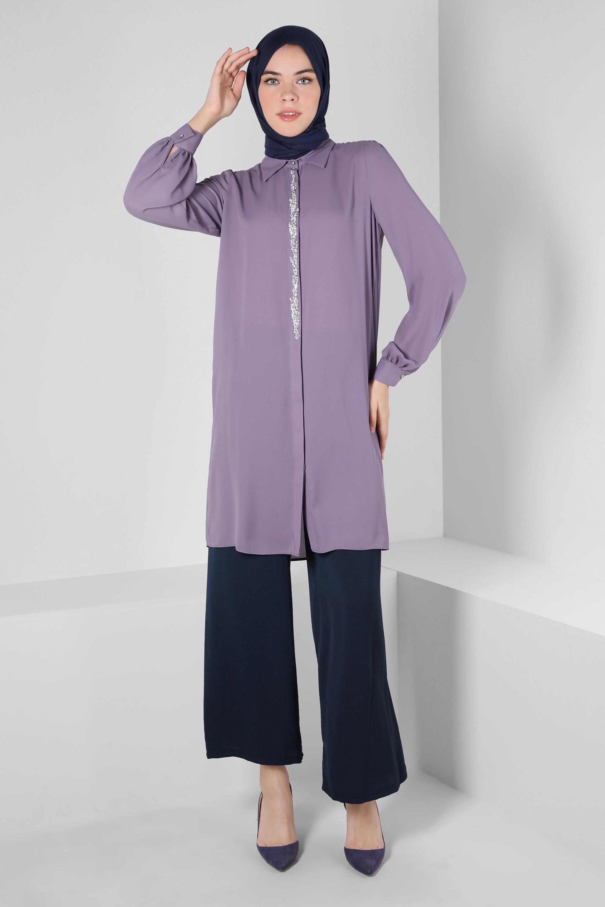 Tesettür giyim LACİVERT BELİ LASTİKLİ PANTOLON 70358 