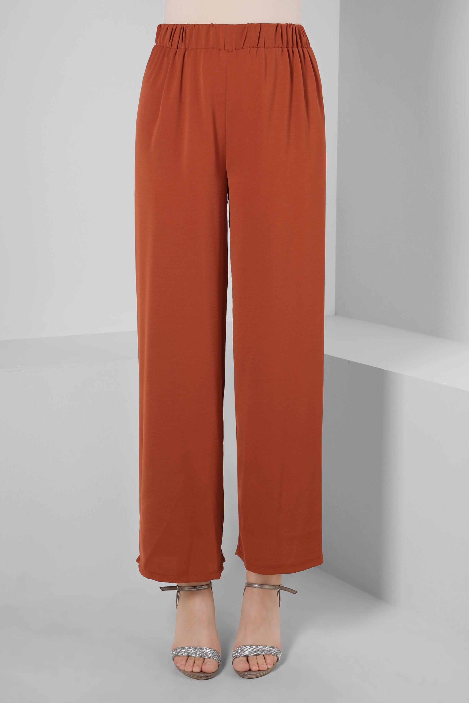 Tesettür giyim KAHVE BELİ LASTİKLİ PANTOLON 70358 