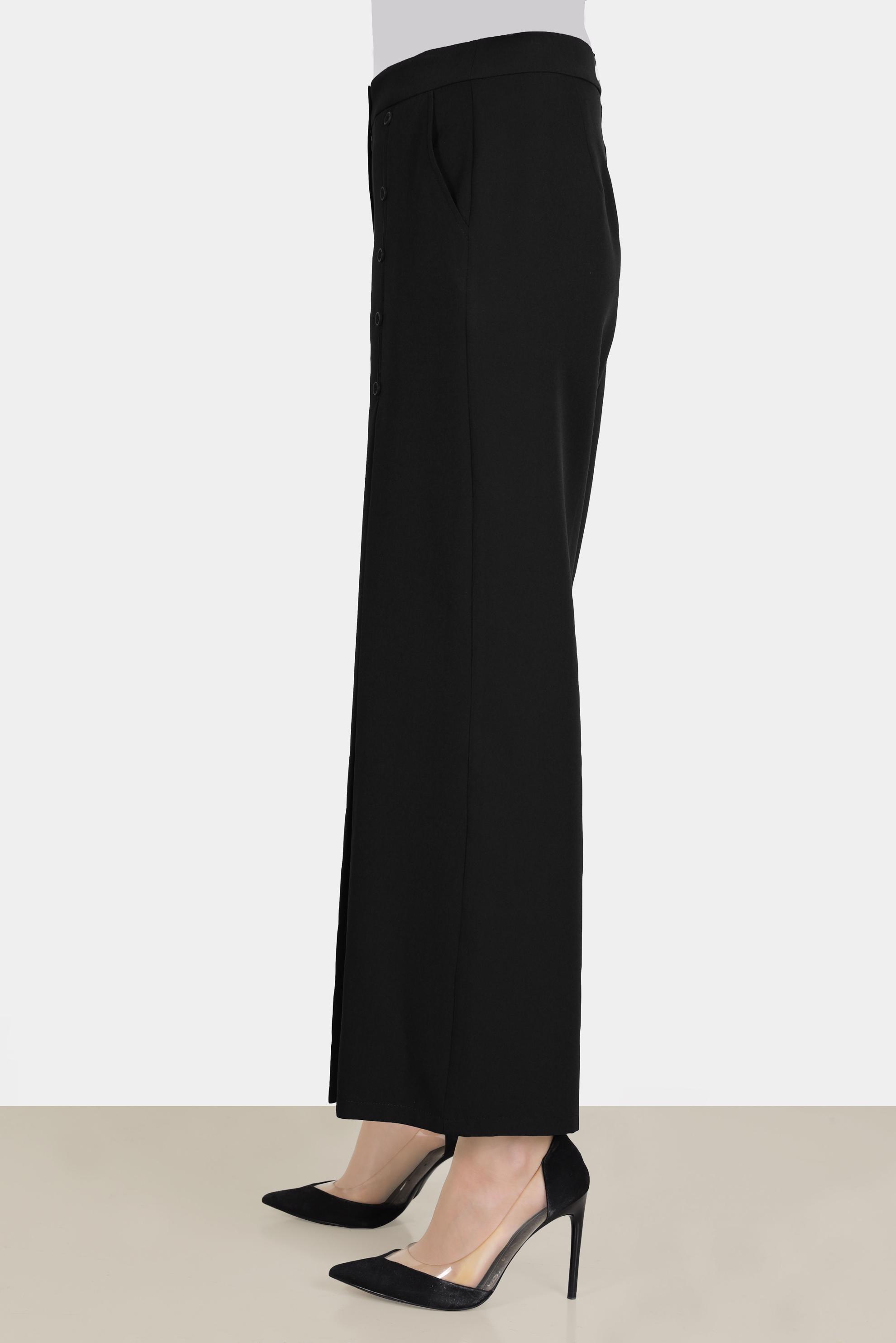 Tesettür giyim SİYAH DÜĞMELİ PİLE DETAYLI BOL KESİM PANTOLON 70359 