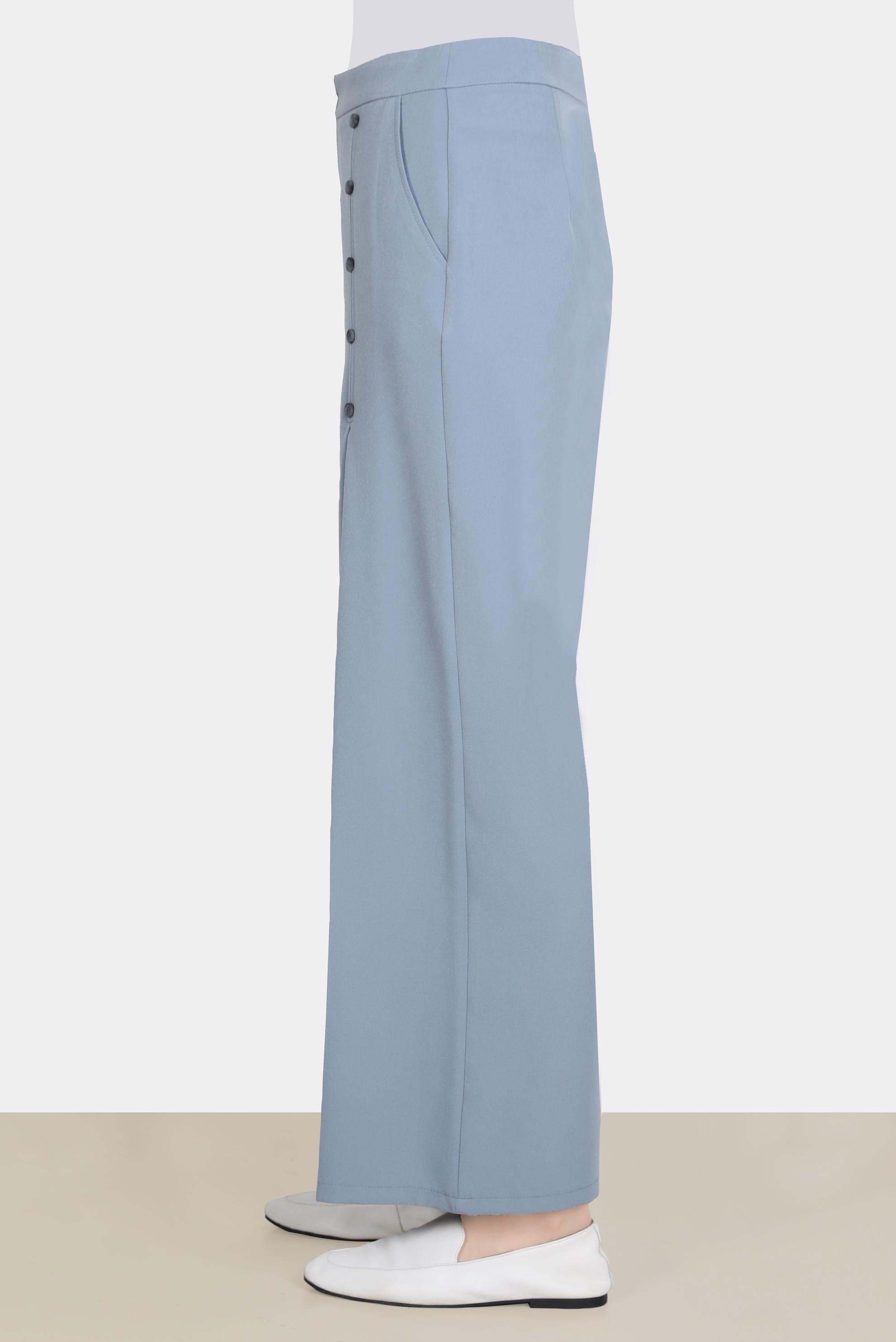 Tesettür giyim MAVİ DÜĞMELİ PİLE DETAYLI BOL KESİM PANTOLON 70359 