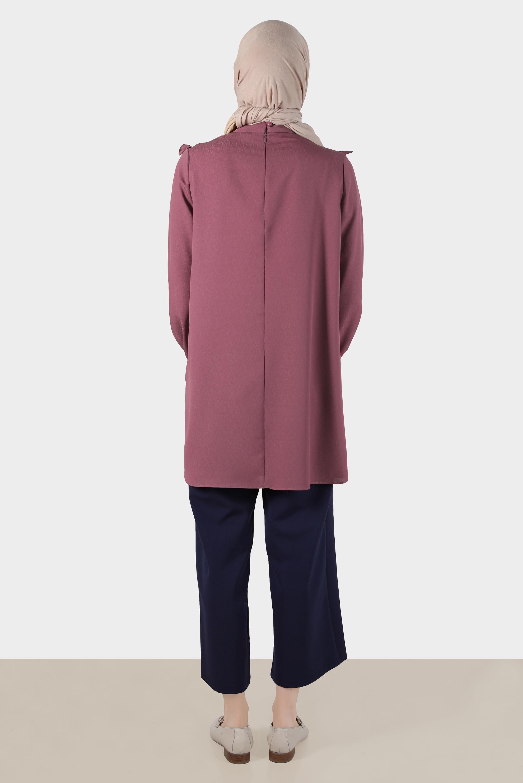 Tesettür giyim LACİVERT DÜĞMELİ PİLE DETAYLI BOL KESİM PANTOLON 70359 