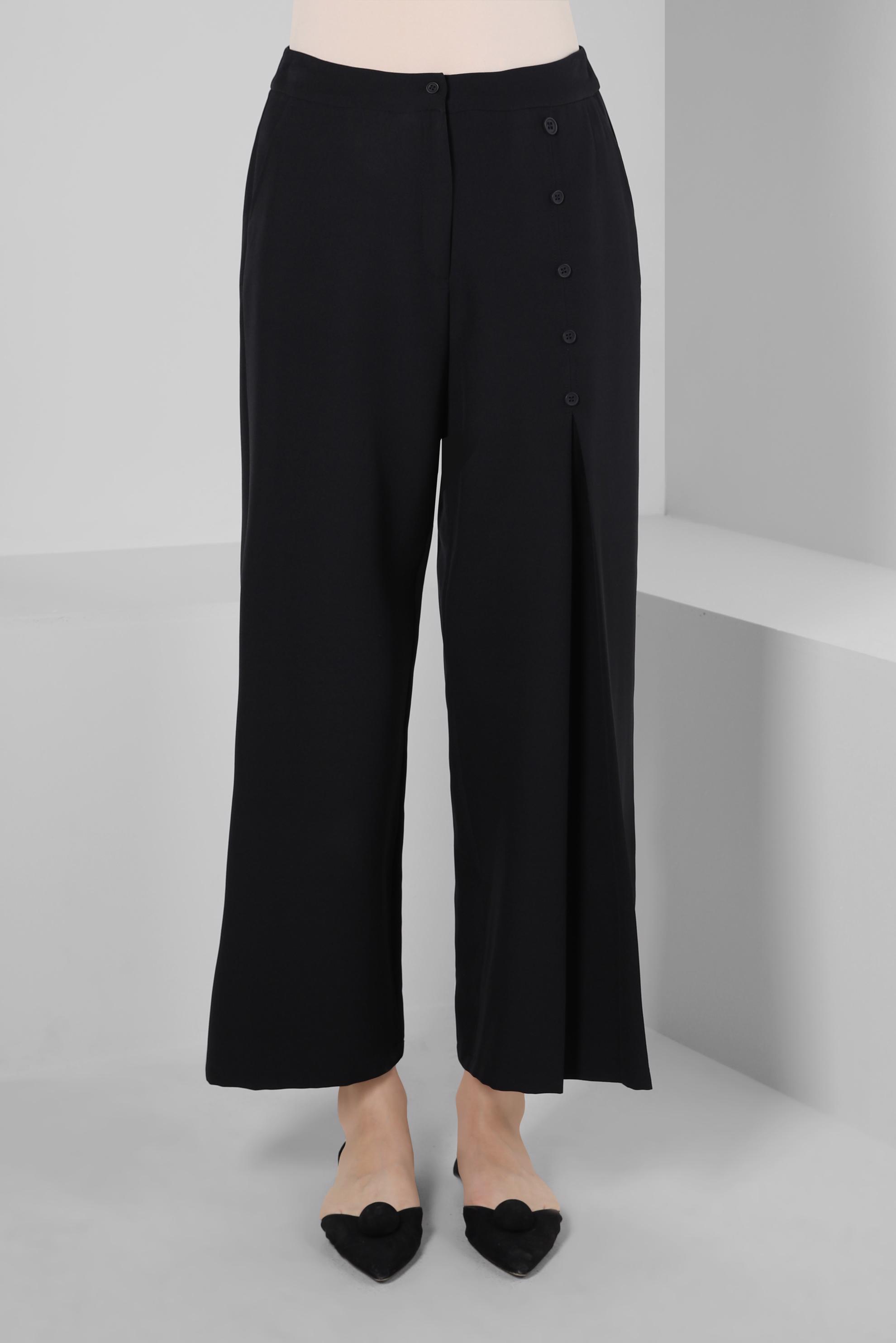 Tesettür giyim SİYAH DÜĞME DETAYLI PANTOLON 70359-1