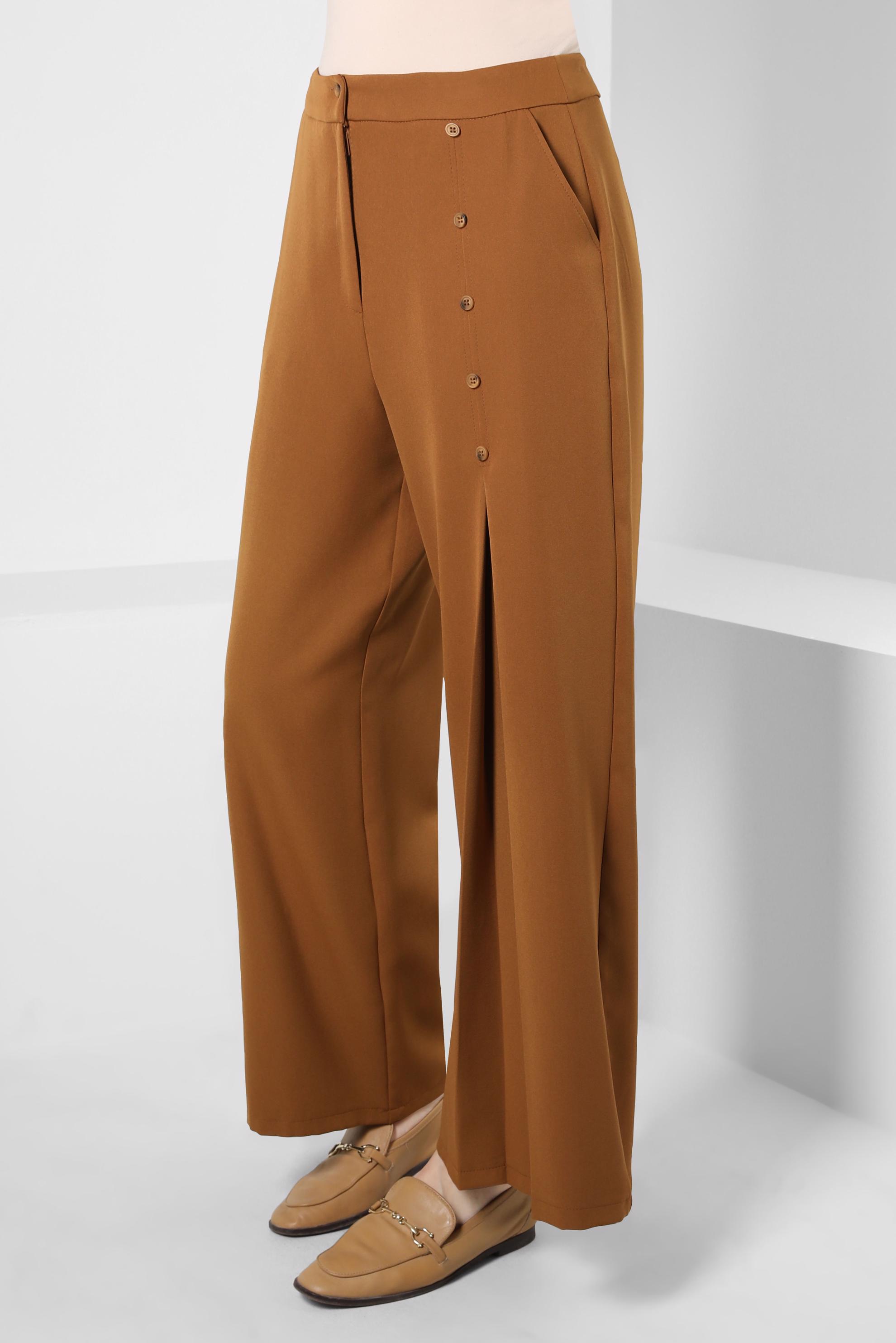 Tesettür giyim SARI DÜĞME DETAYLI PANTOLON 70359-1