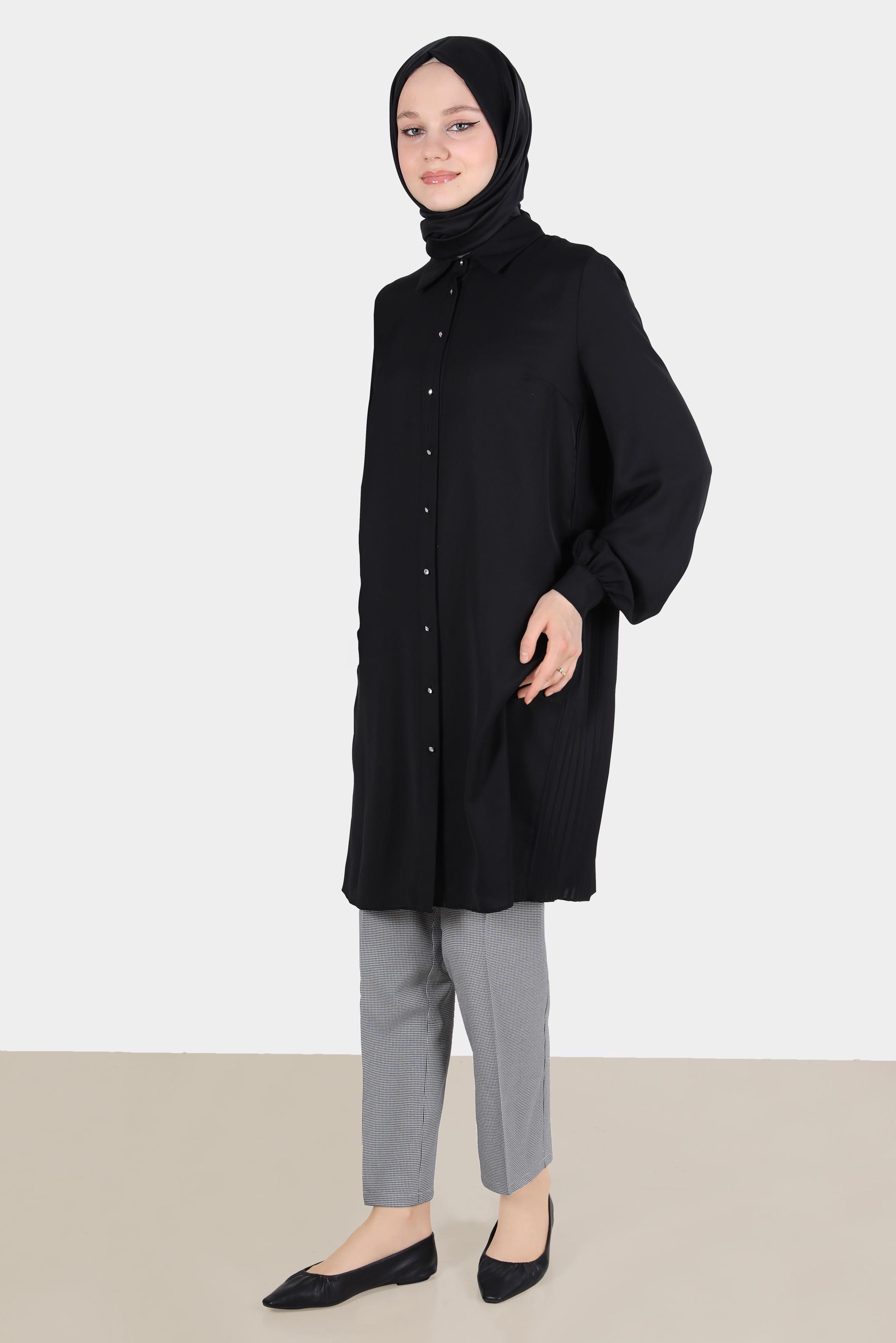 Tesettür giyim SİYAH PÖTİKARE KLASİK PANTOLON 70360-1 