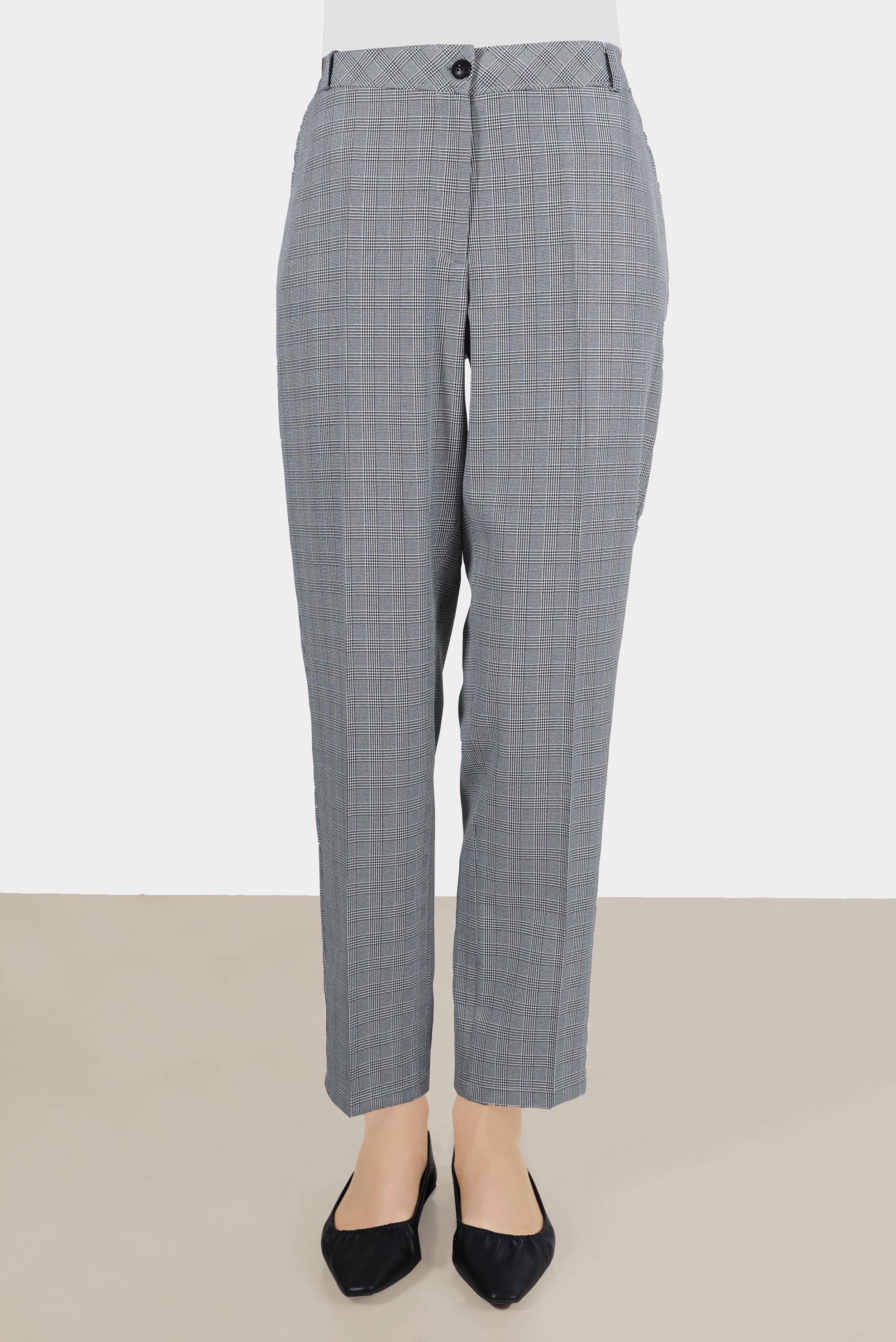 Tesettür giyim SİYAH EKOSE PANTOLON 70360 