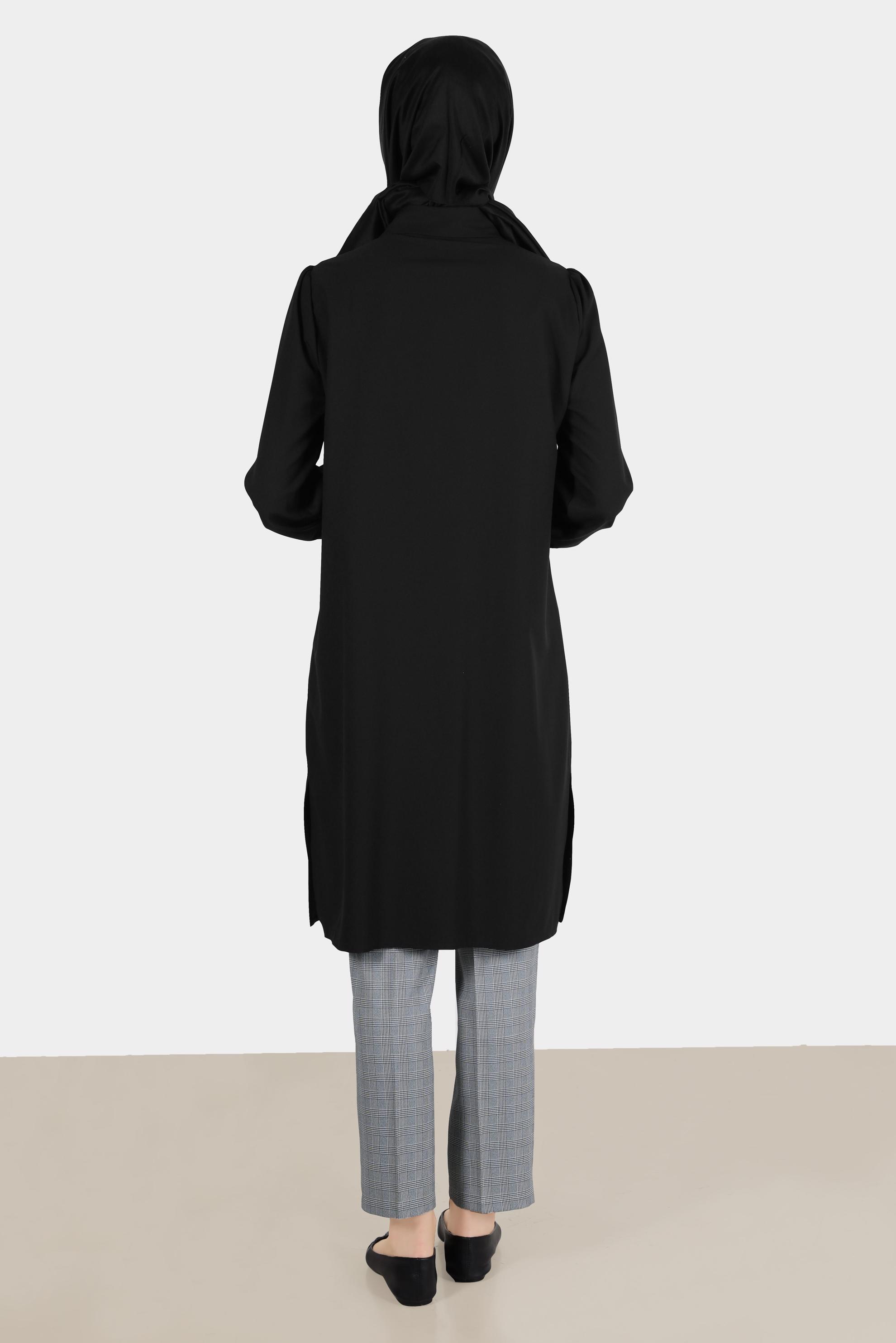 Tesettür giyim SİYAH EKOSE PANTOLON 70360 