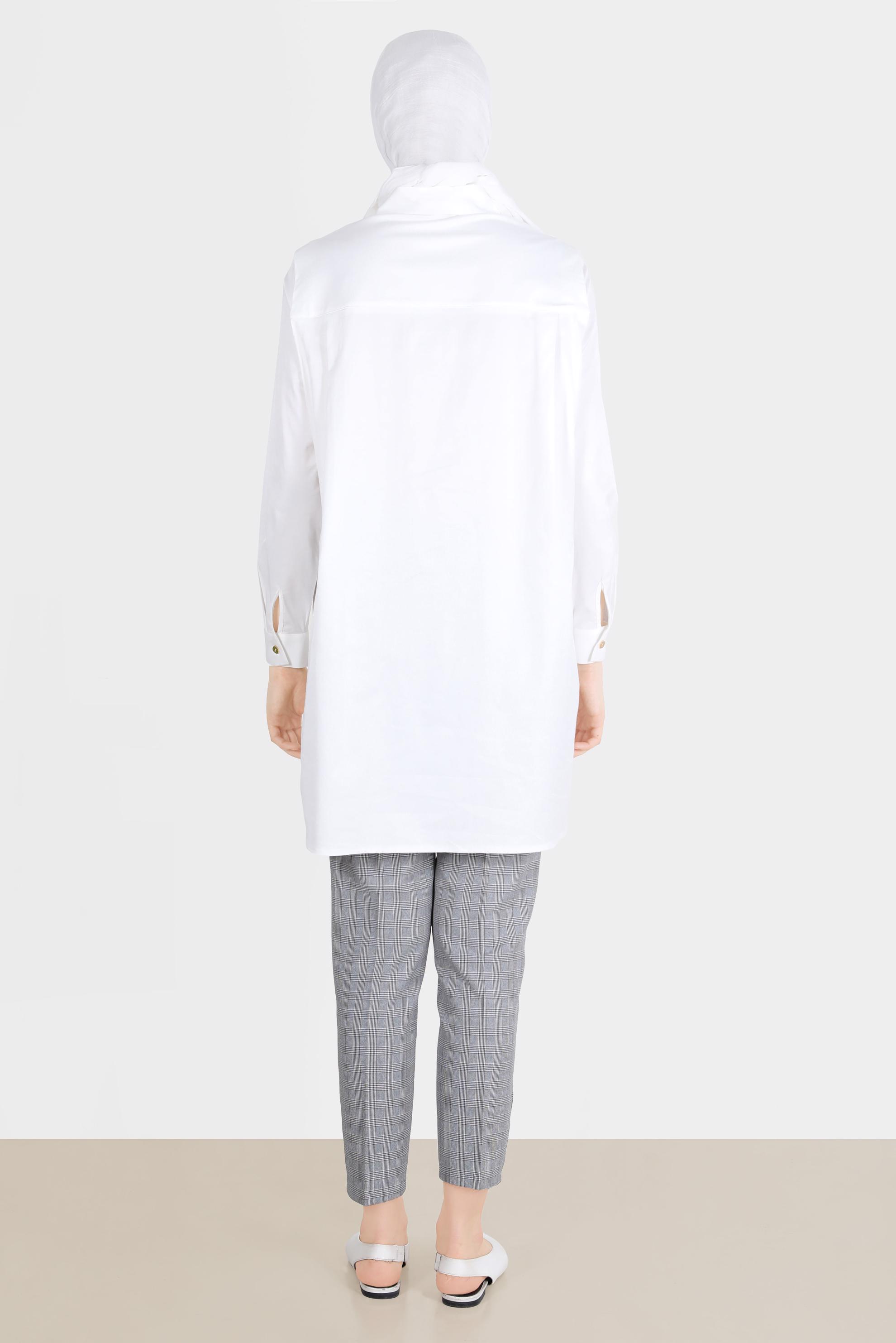 Tesettür giyim SİYAH DÜĞME DETAYLI EKOSE PANTOLON 70361-1 