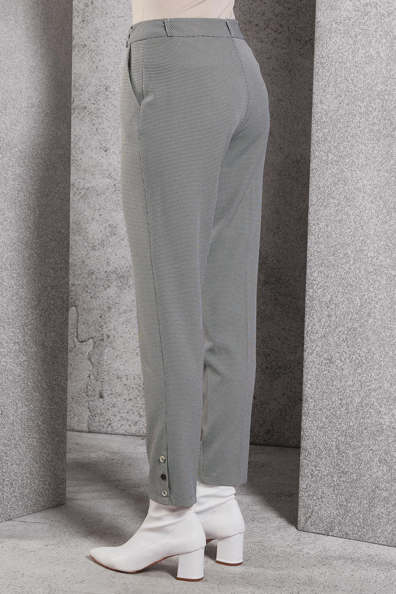 Tesettür giyim SİYAH KLASİK KESİM EKOSE PANTOLON 70361-2 