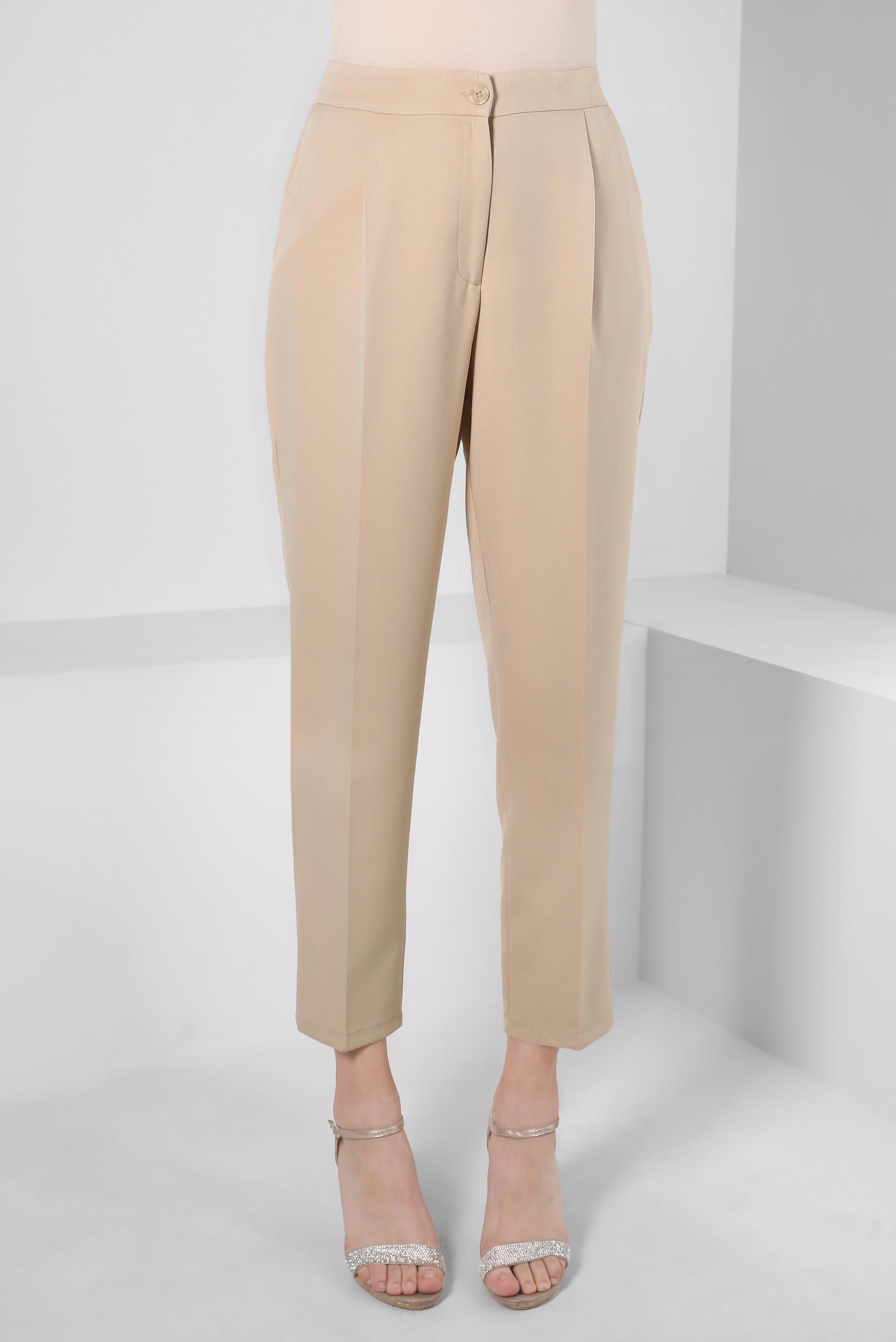 Tesettür giyim BEJ PİLE DETAYLI PANTOLON 70363 