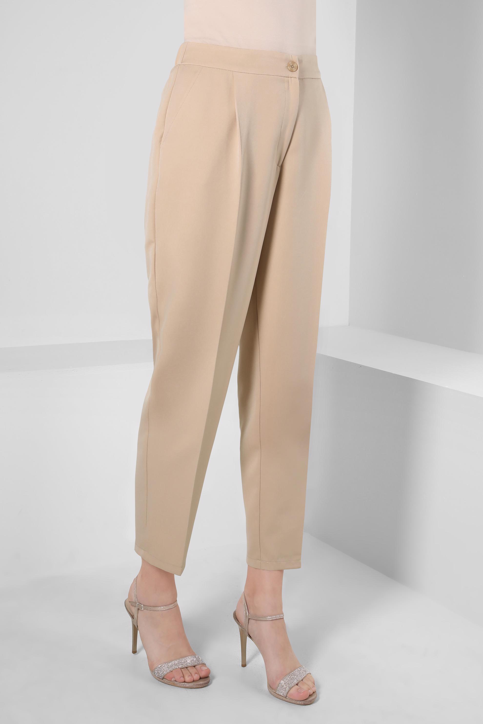 Tesettür giyim BEJ PİLE DETAYLI PANTOLON 70363 