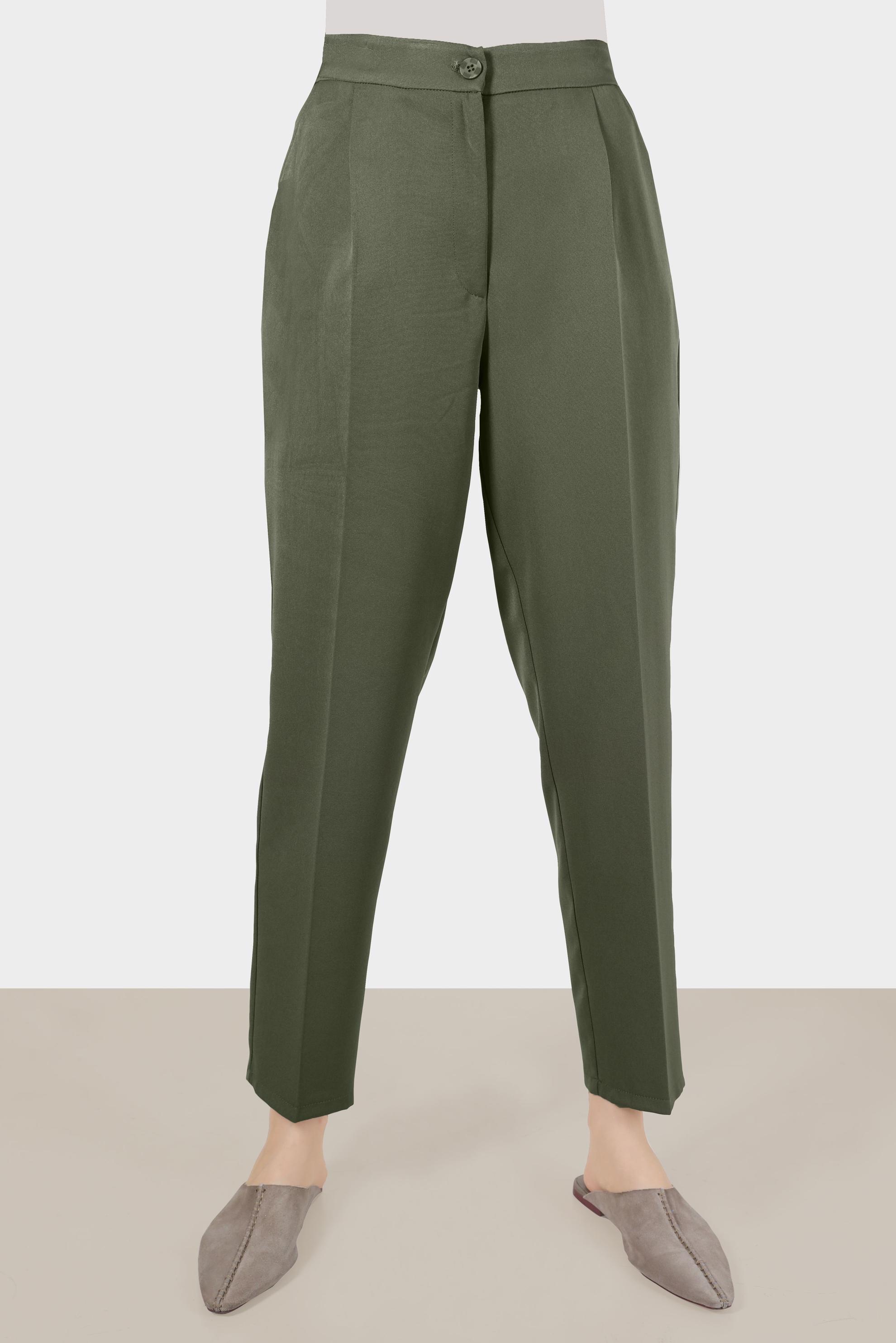 Tesettür giyim HAKİ PİLE DETAYLI PANTOLON 70363 