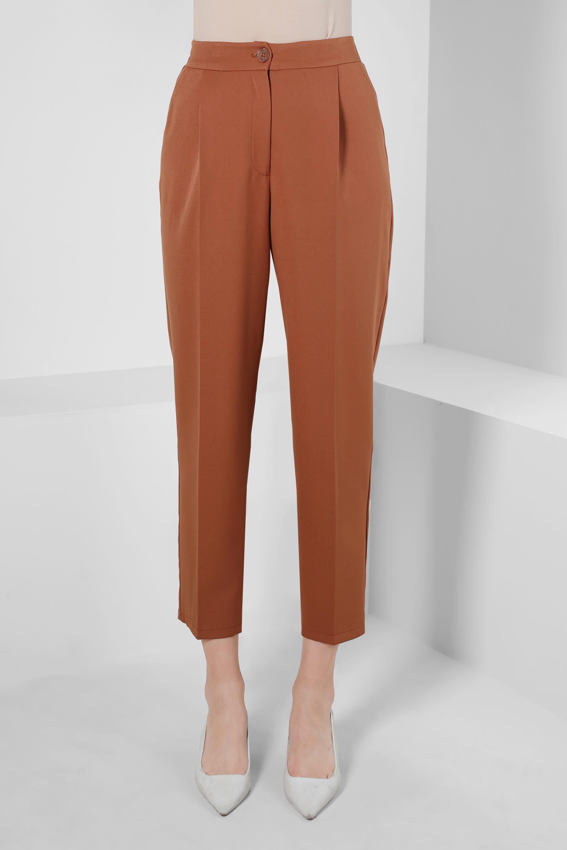 Tesettür giyim TABA PİLE DETAYLI PANTOLON 70363 