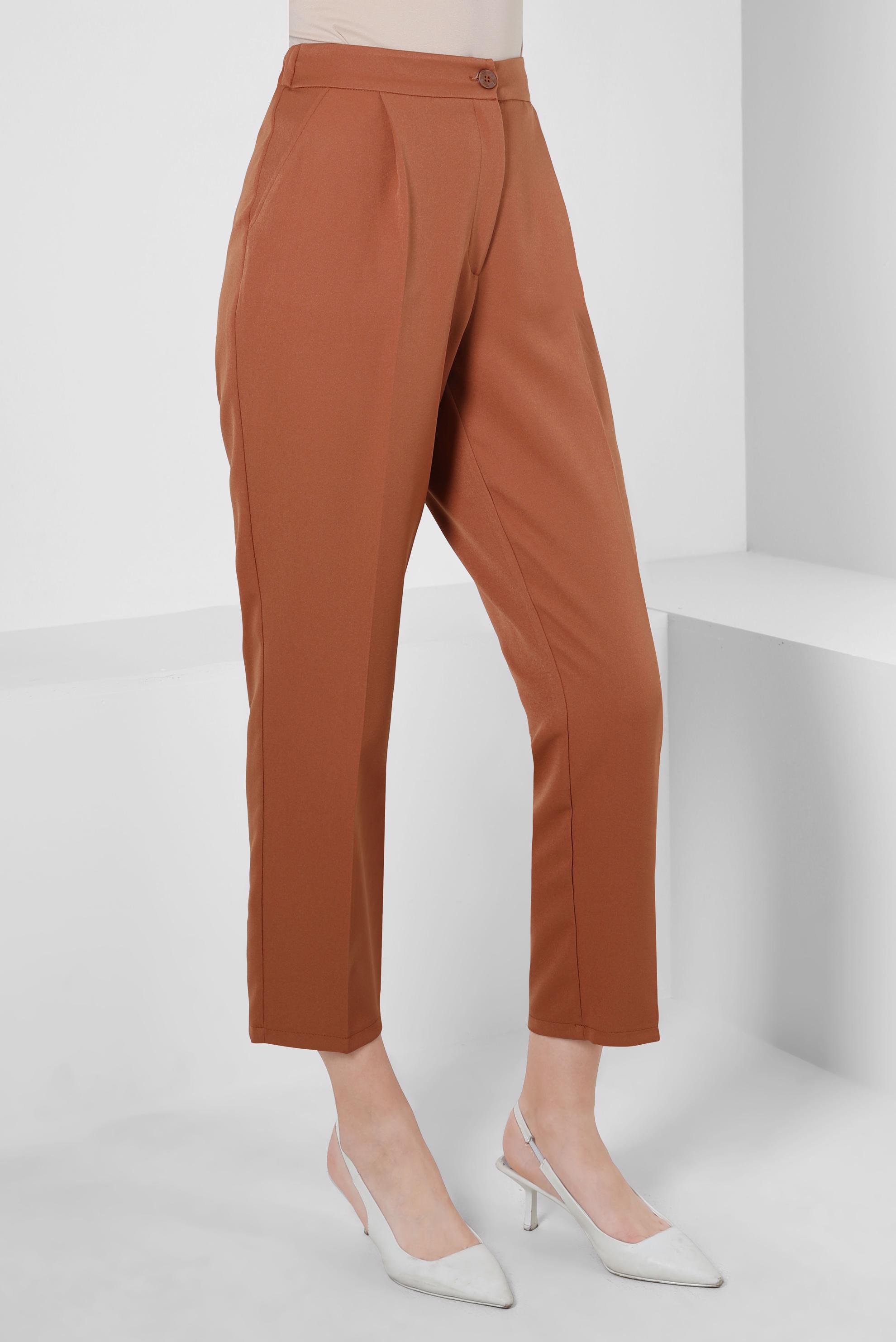 Tesettür giyim TABA PİLE DETAYLI PANTOLON 70363 