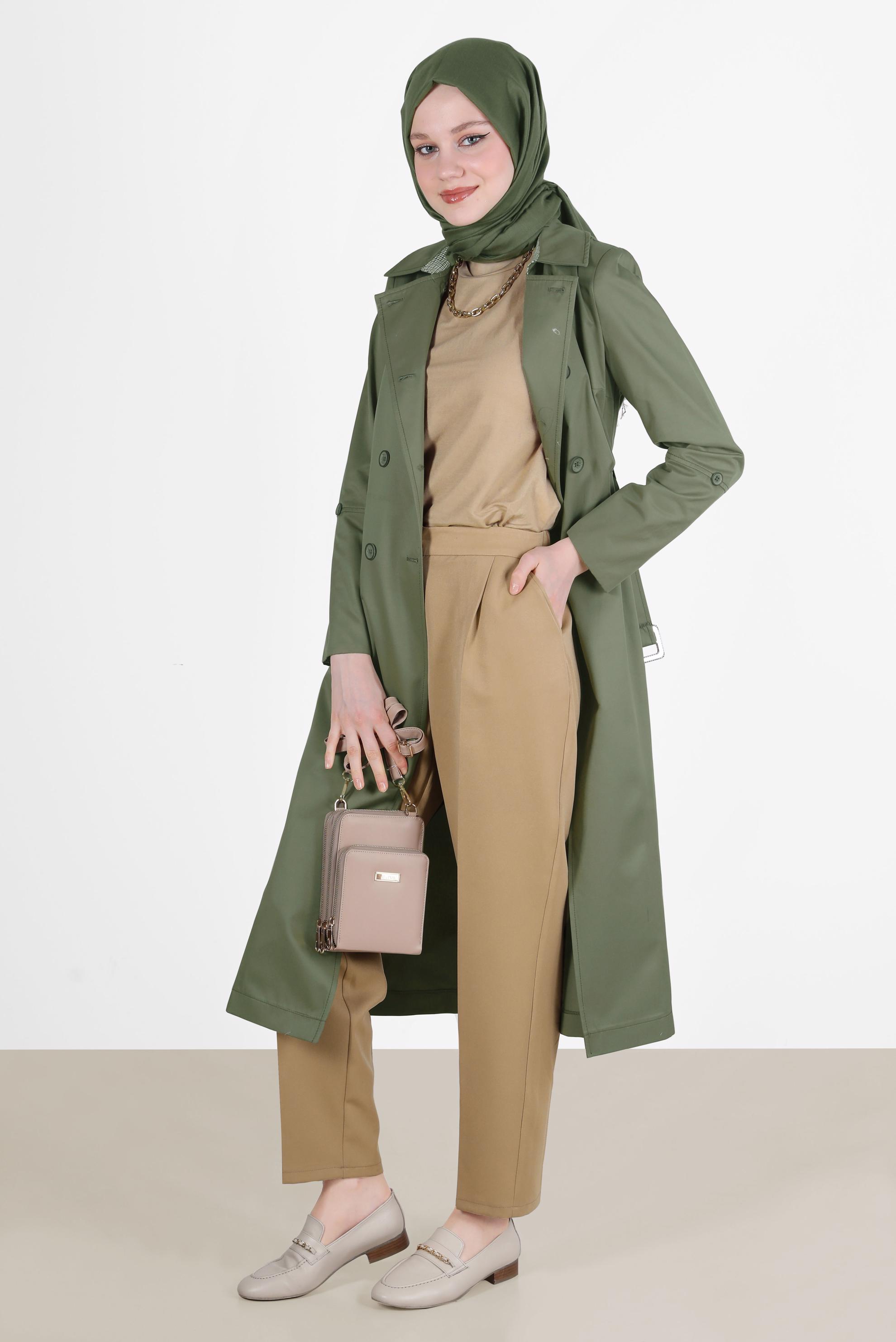 Vêtements hijab BRUN PANTALON DÉTAILS PLIS 70363