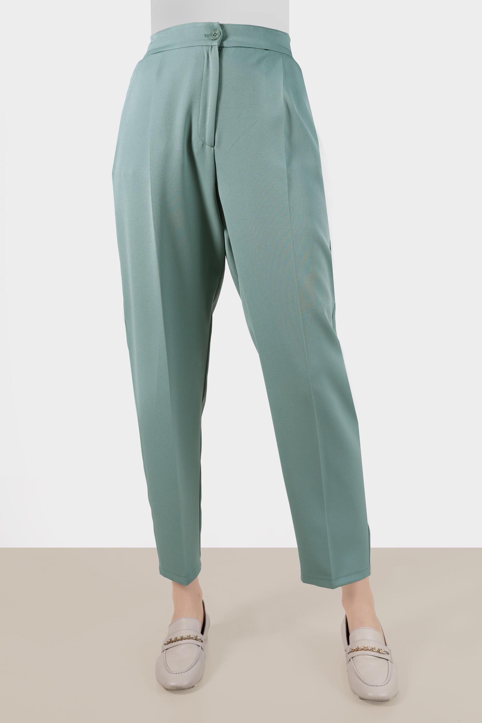 Tesettür giyim YEŞİL PİLE DETAYLI PANTOLON 70363 