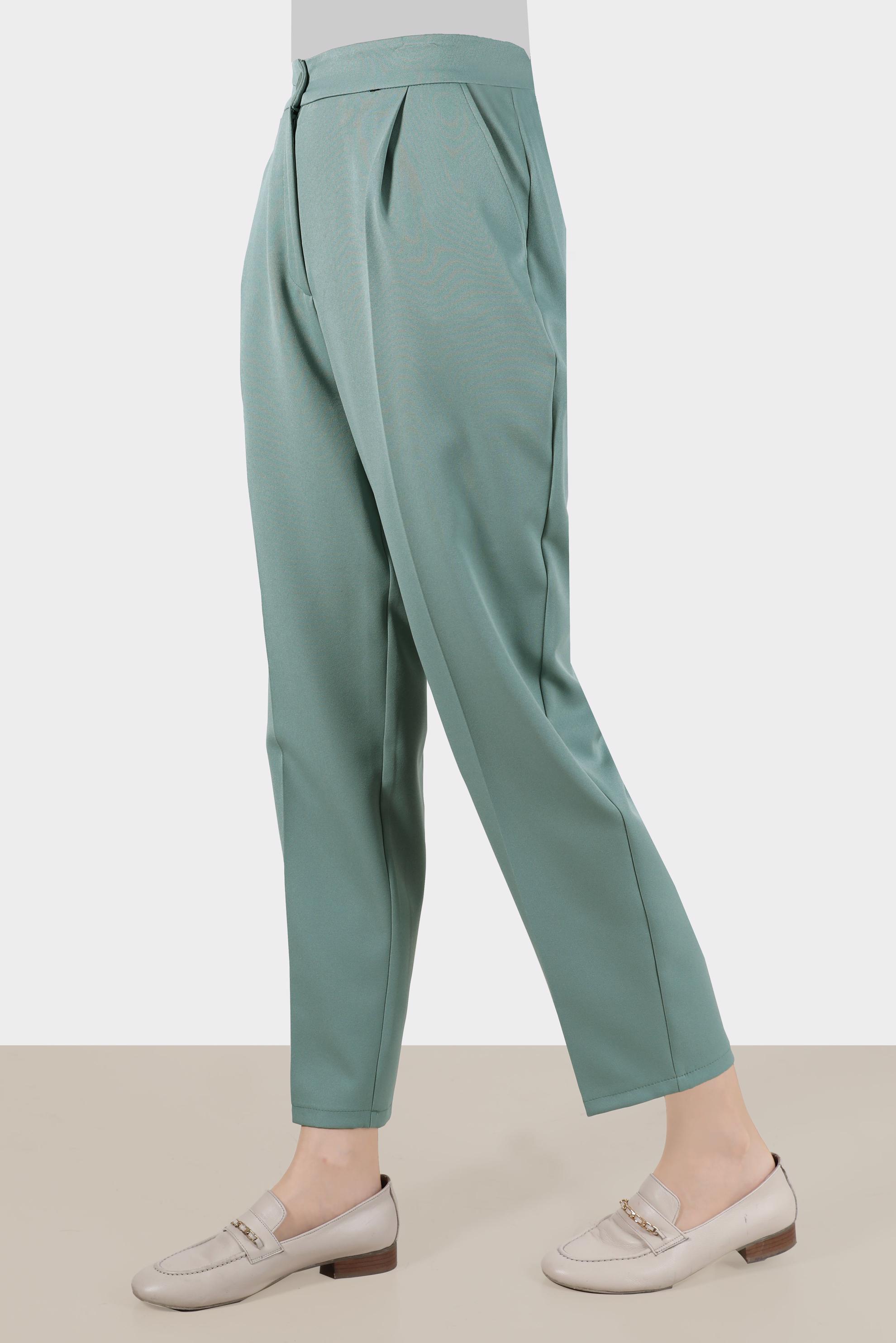 Tesettür giyim YEŞİL PİLE DETAYLI PANTOLON 70363 