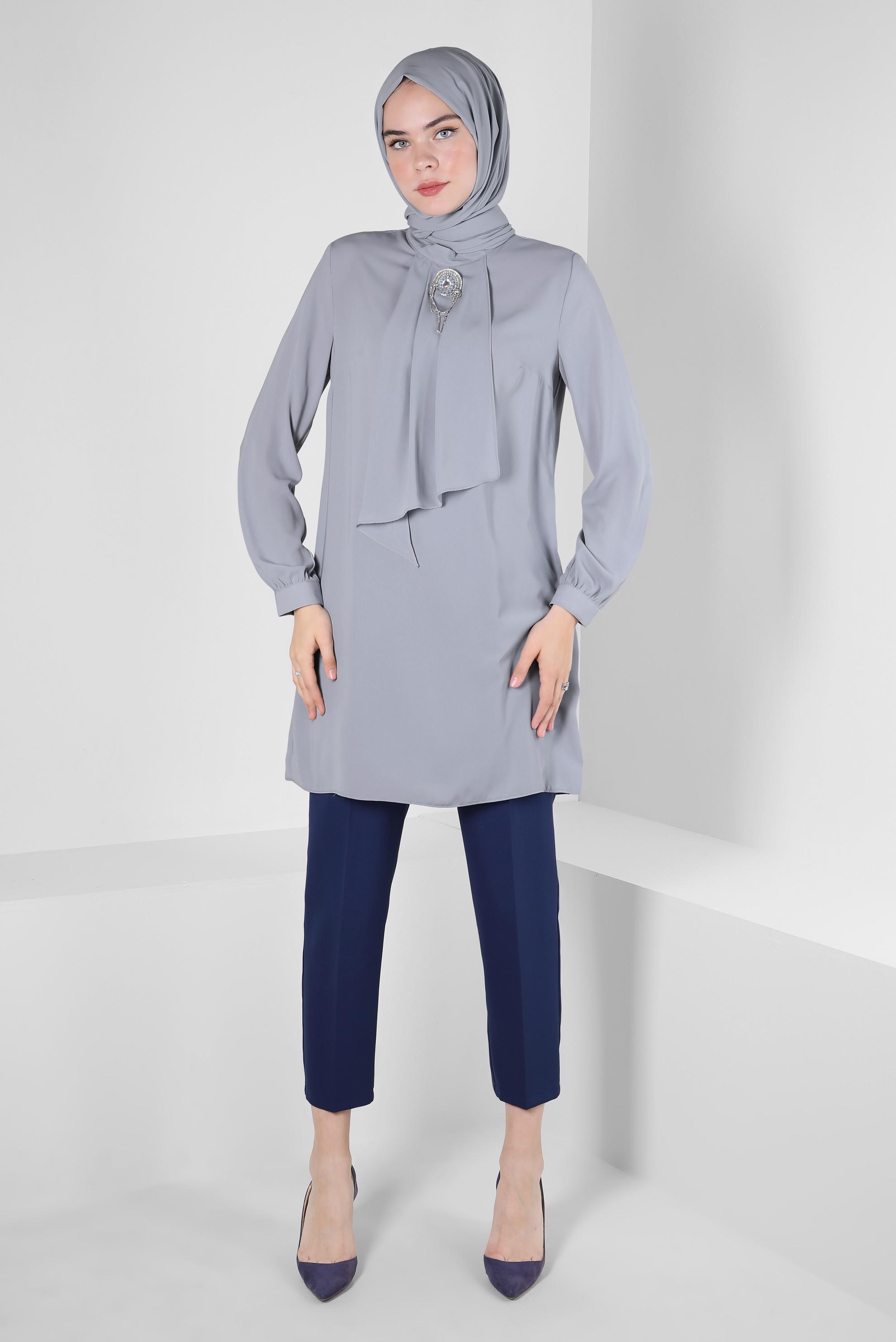 Tesettür giyim LACİVERT PİLE DETAYLI PANTOLON 70363 