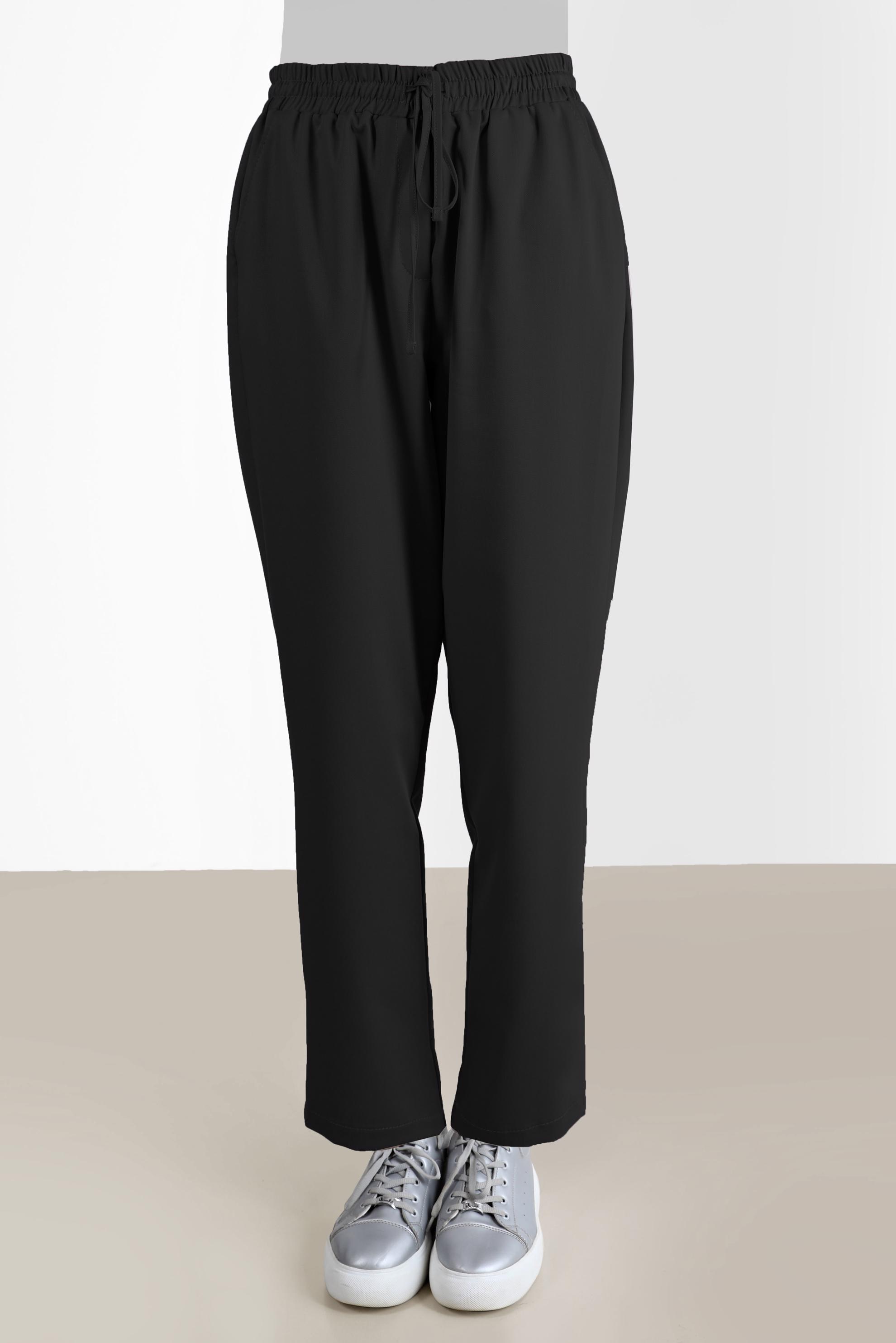 Tesettür giyim SİYAH BELİ LASTİKLİ PANTOLON 70364 