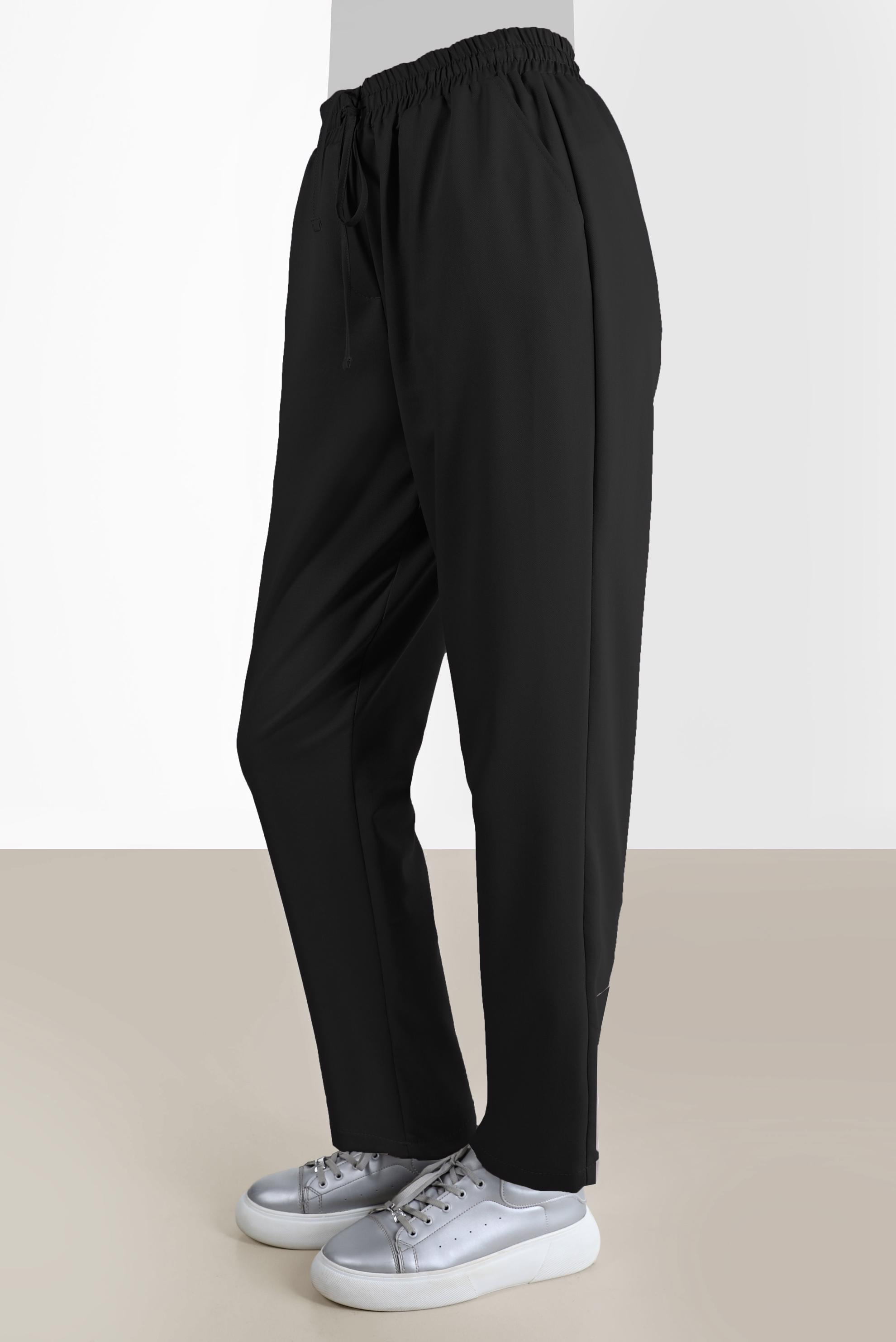 Tesettür giyim SİYAH BELİ LASTİKLİ PANTOLON 70364 