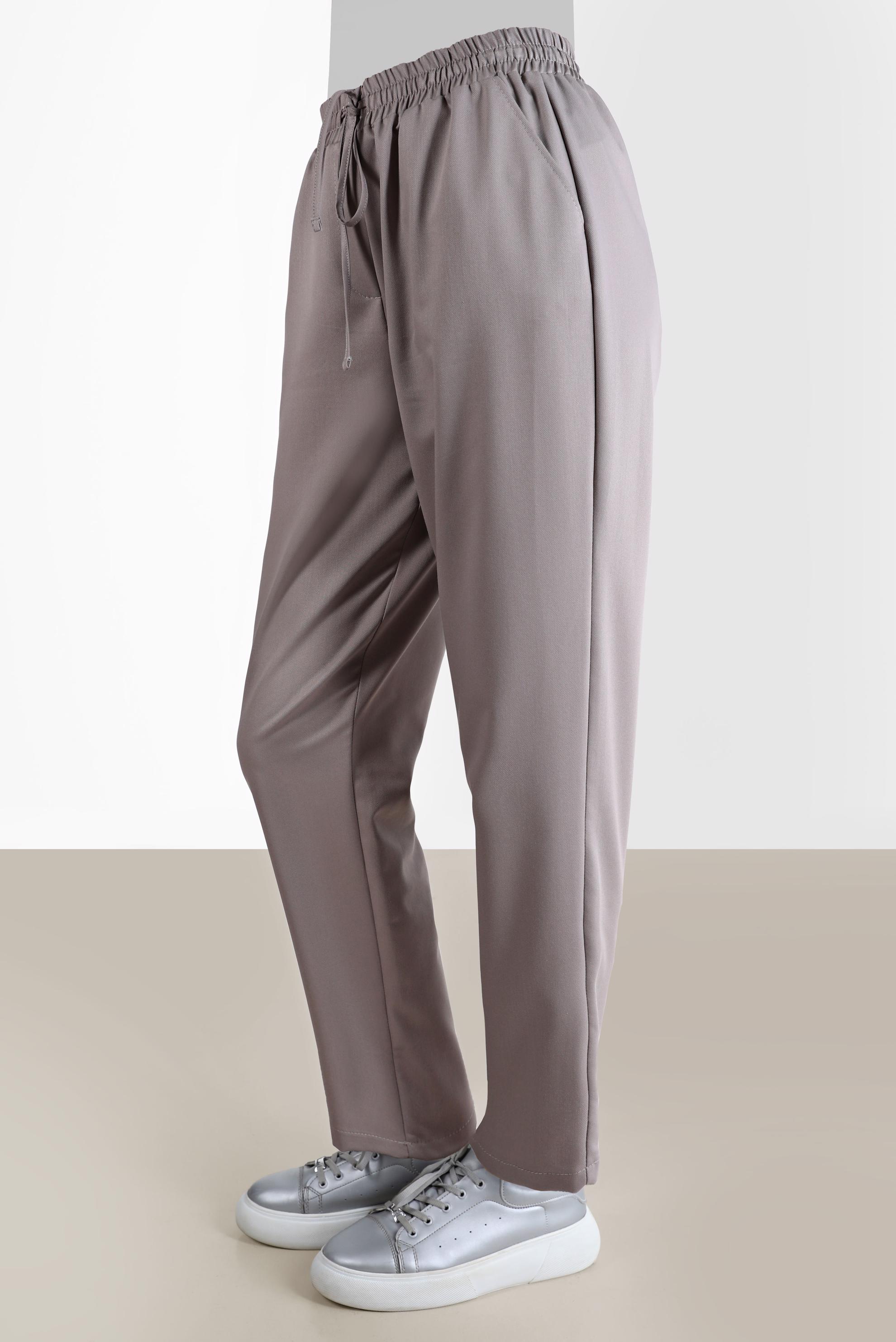 Tesettür giyim VİZON BELİ LASTİKLİ PANTOLON 70364 