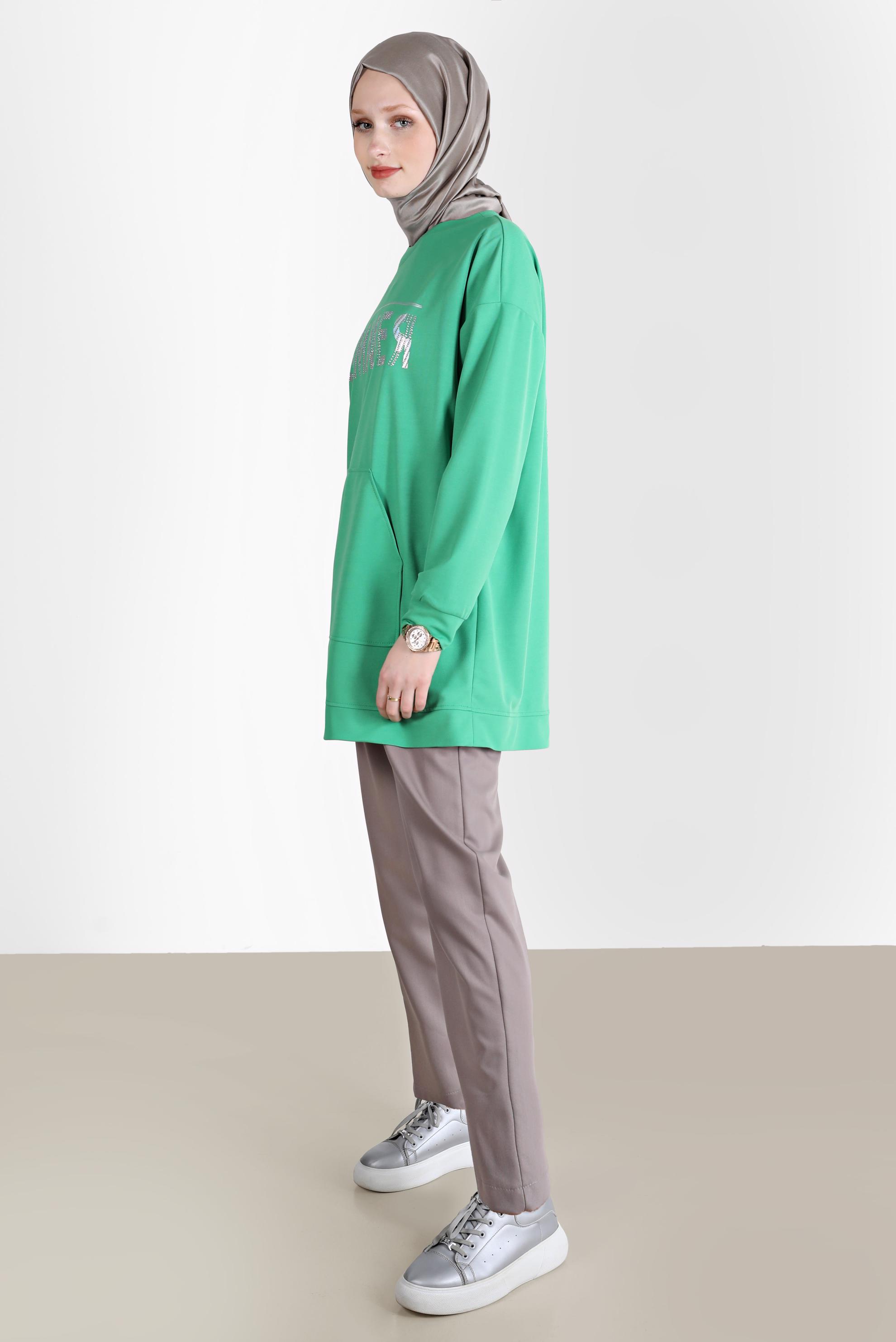 Tesettür giyim VİZON BELİ LASTİKLİ PANTOLON 70364 