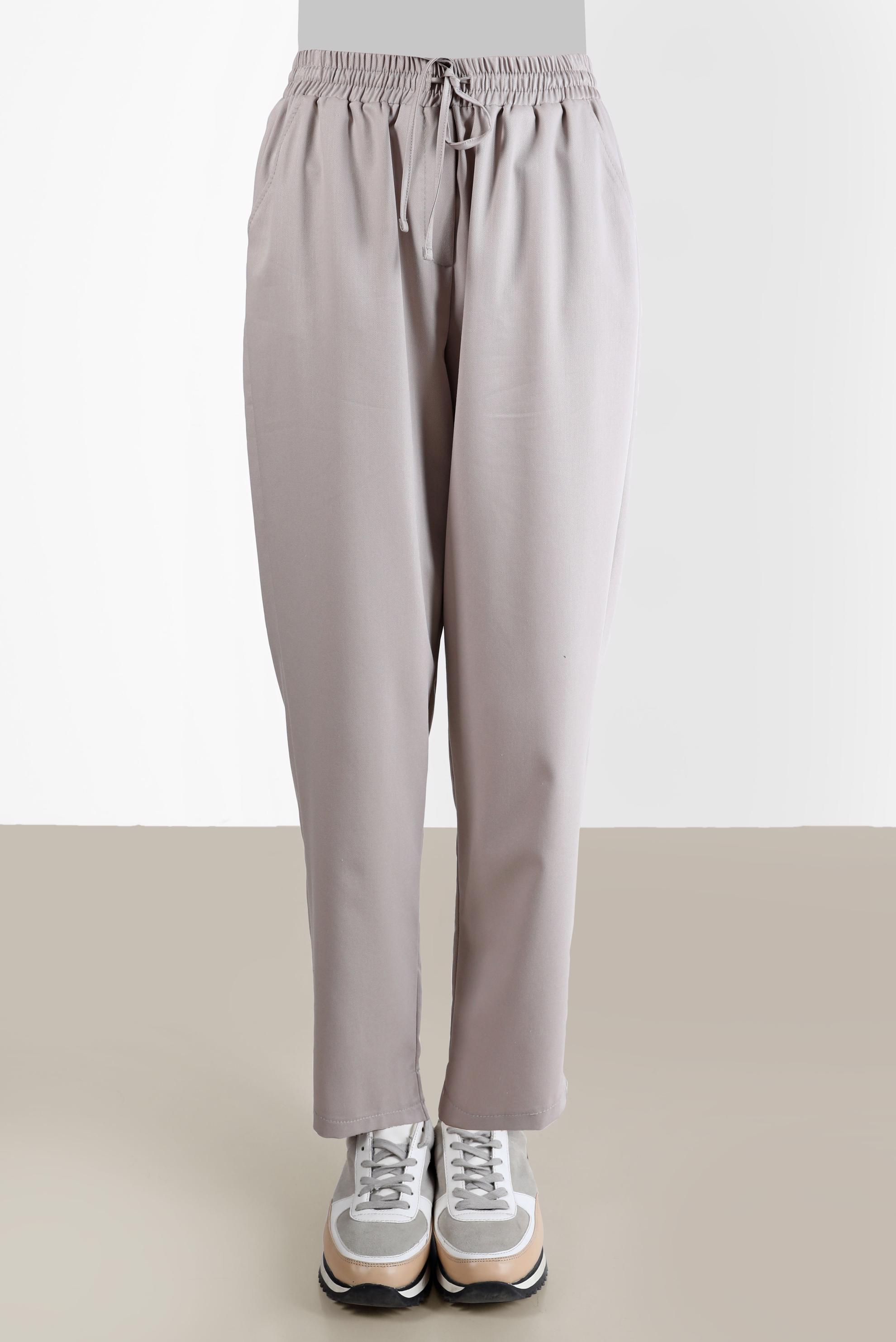 Tesettür giyim BEJ BELİ LASTİKLİ PANTOLON 70364 