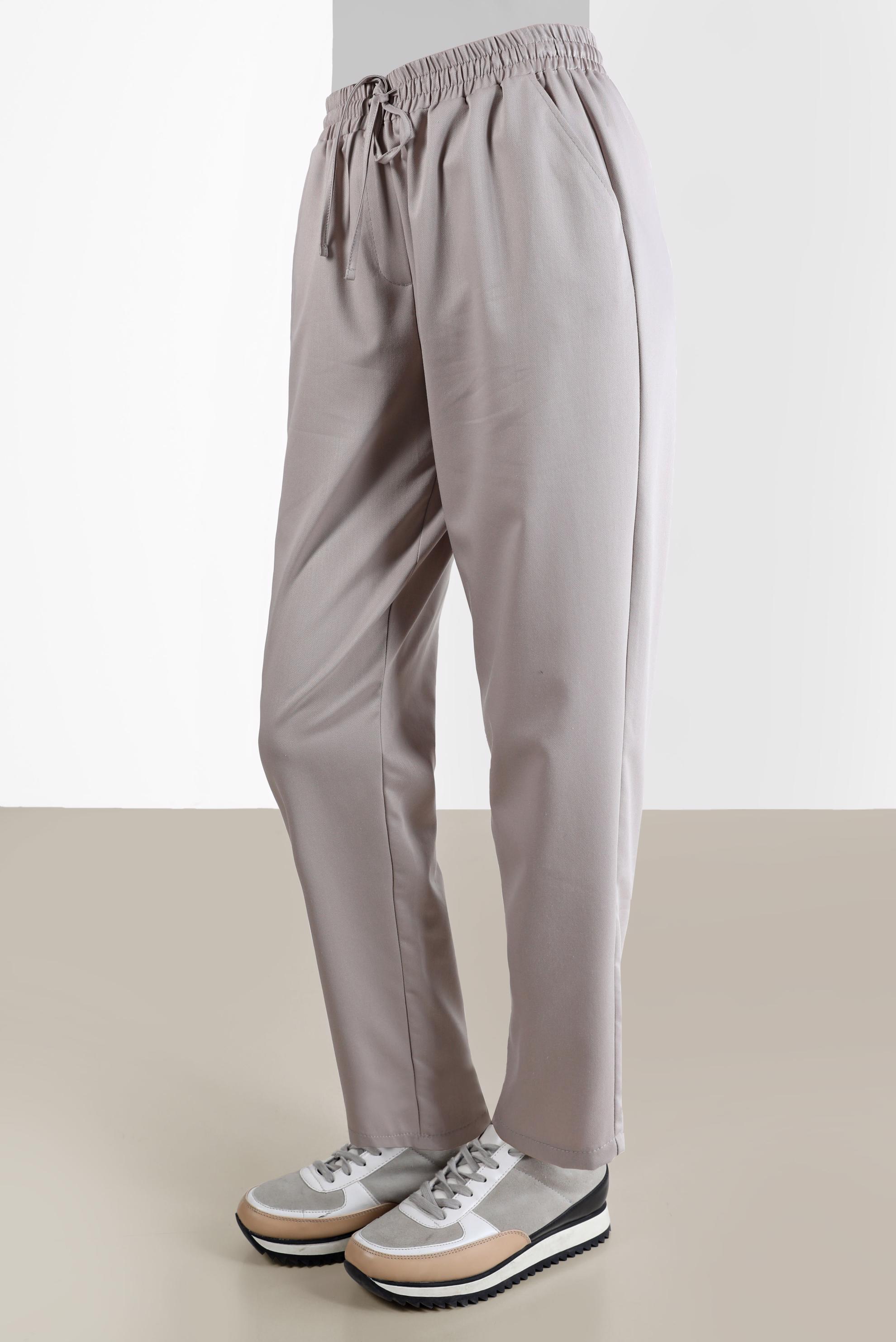 Tesettür giyim BEJ BELİ LASTİKLİ PANTOLON 70364 