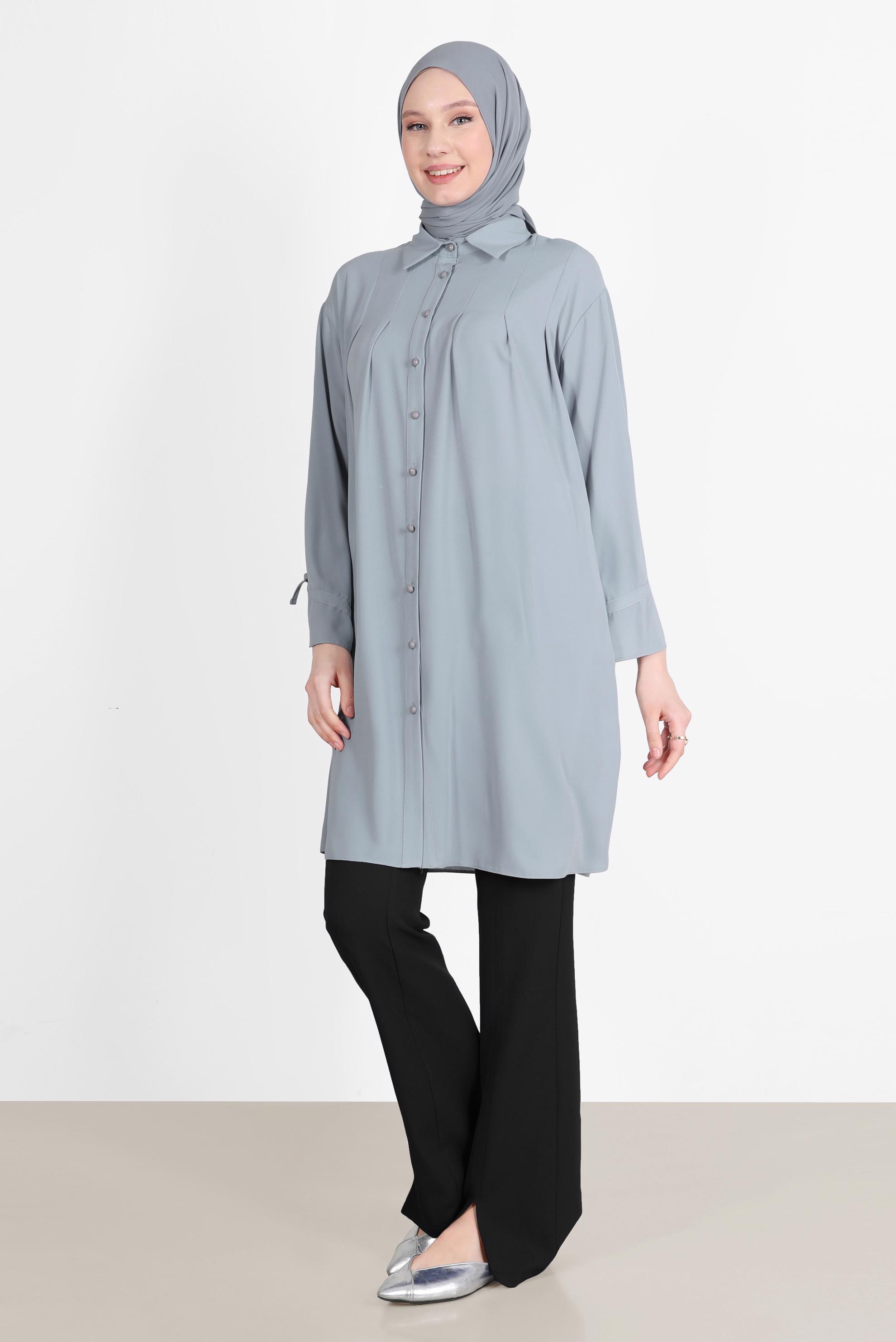 Tesettür giyim SİYAH YIRTMAÇ DETAYLI PANTOLON 70366 