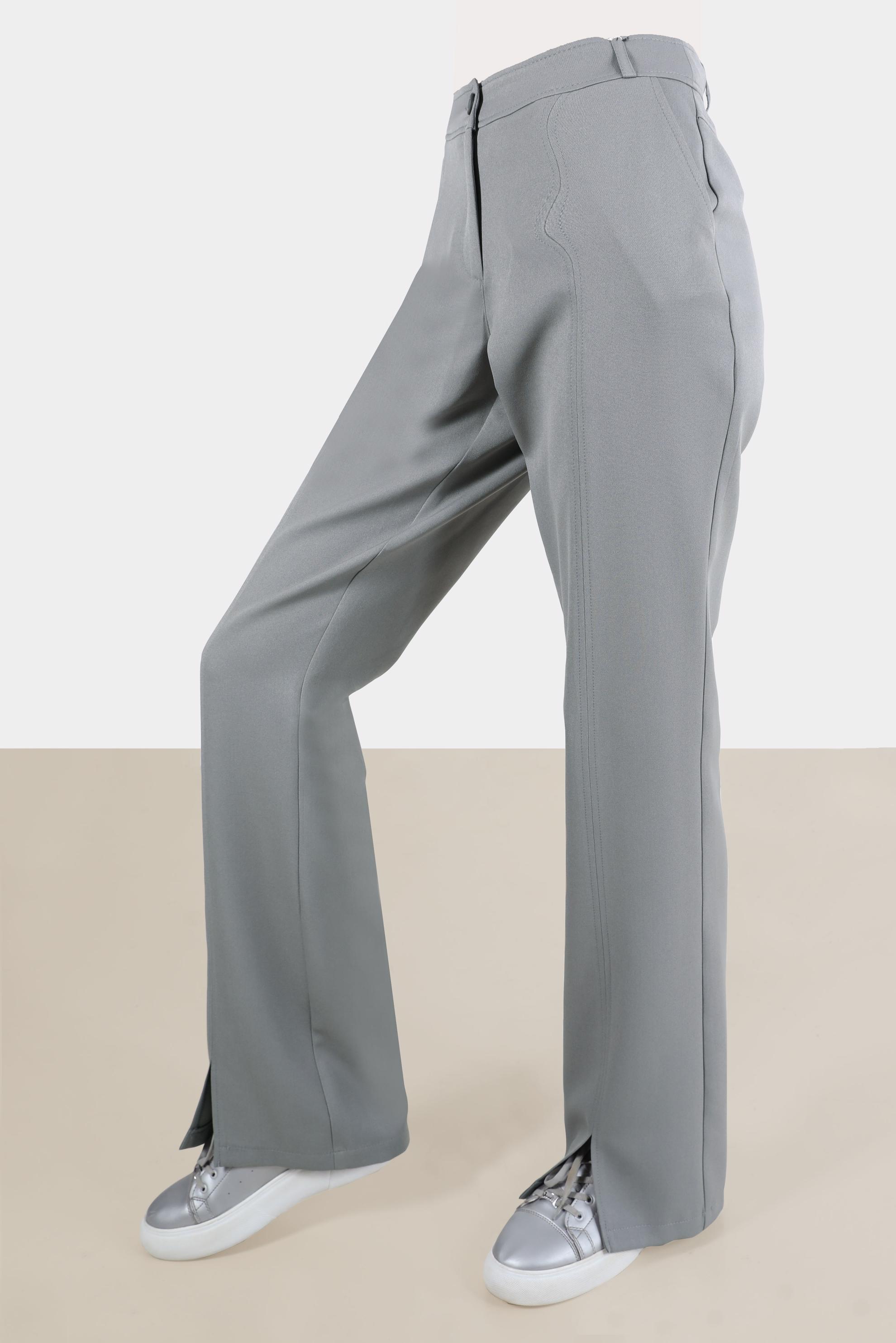 Tesettür giyim GRİ YIRTMAÇ DETAYLI PANTOLON 70366 