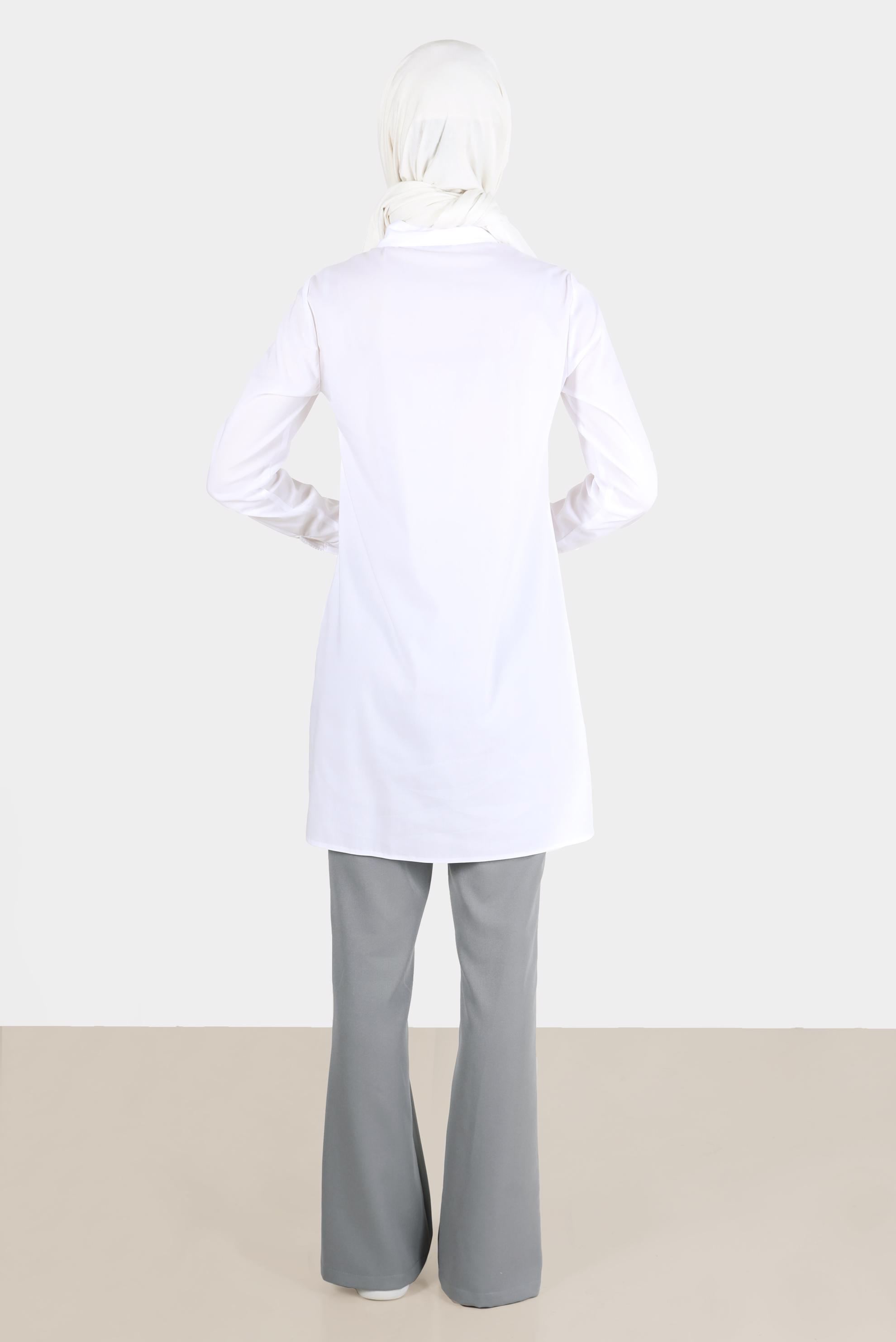 Tesettür giyim GRİ YIRTMAÇ DETAYLI PANTOLON 70366 