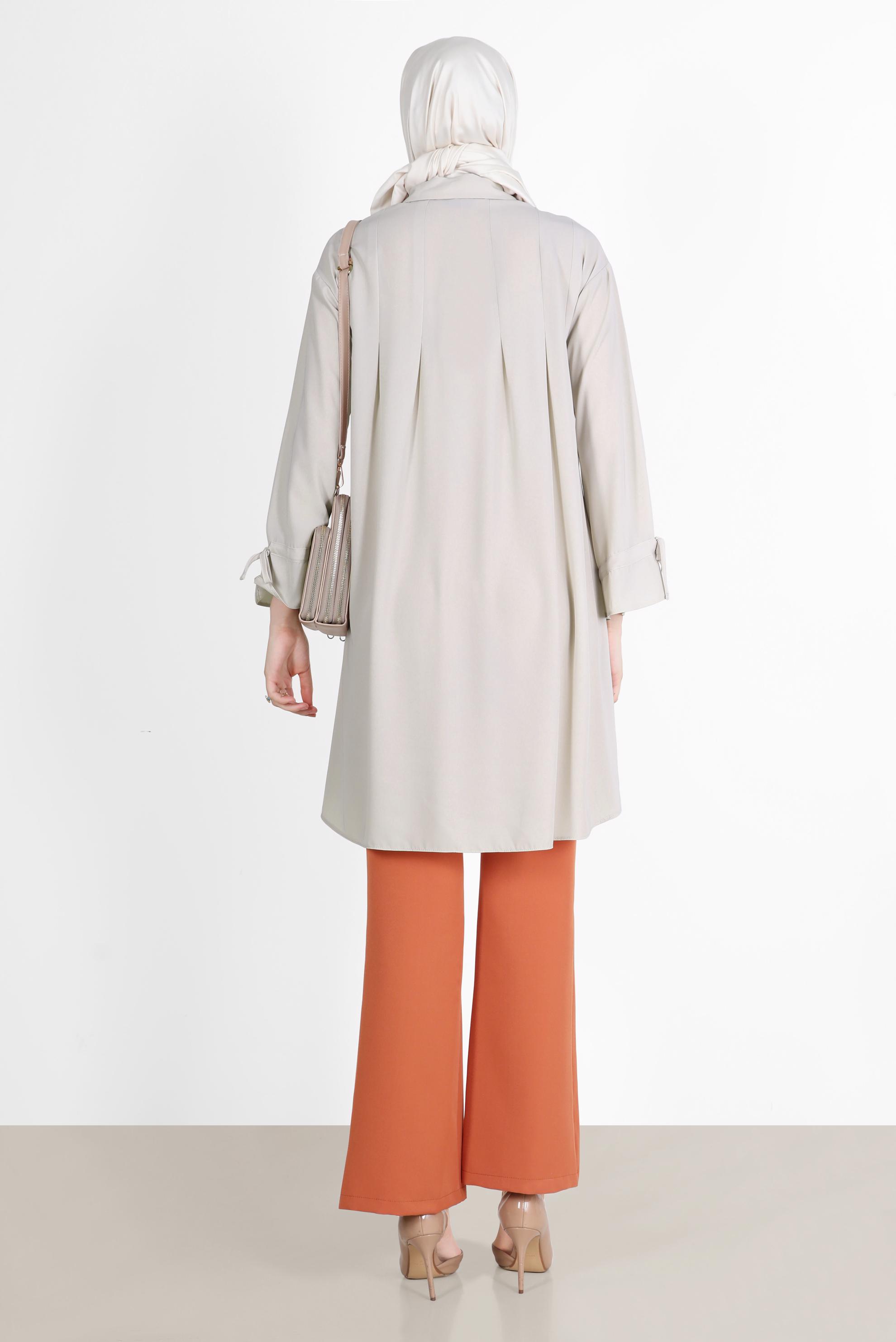 Tesettür giyim TURUNCU YIRTMAÇ DETAYLI PANTOLON 70366 