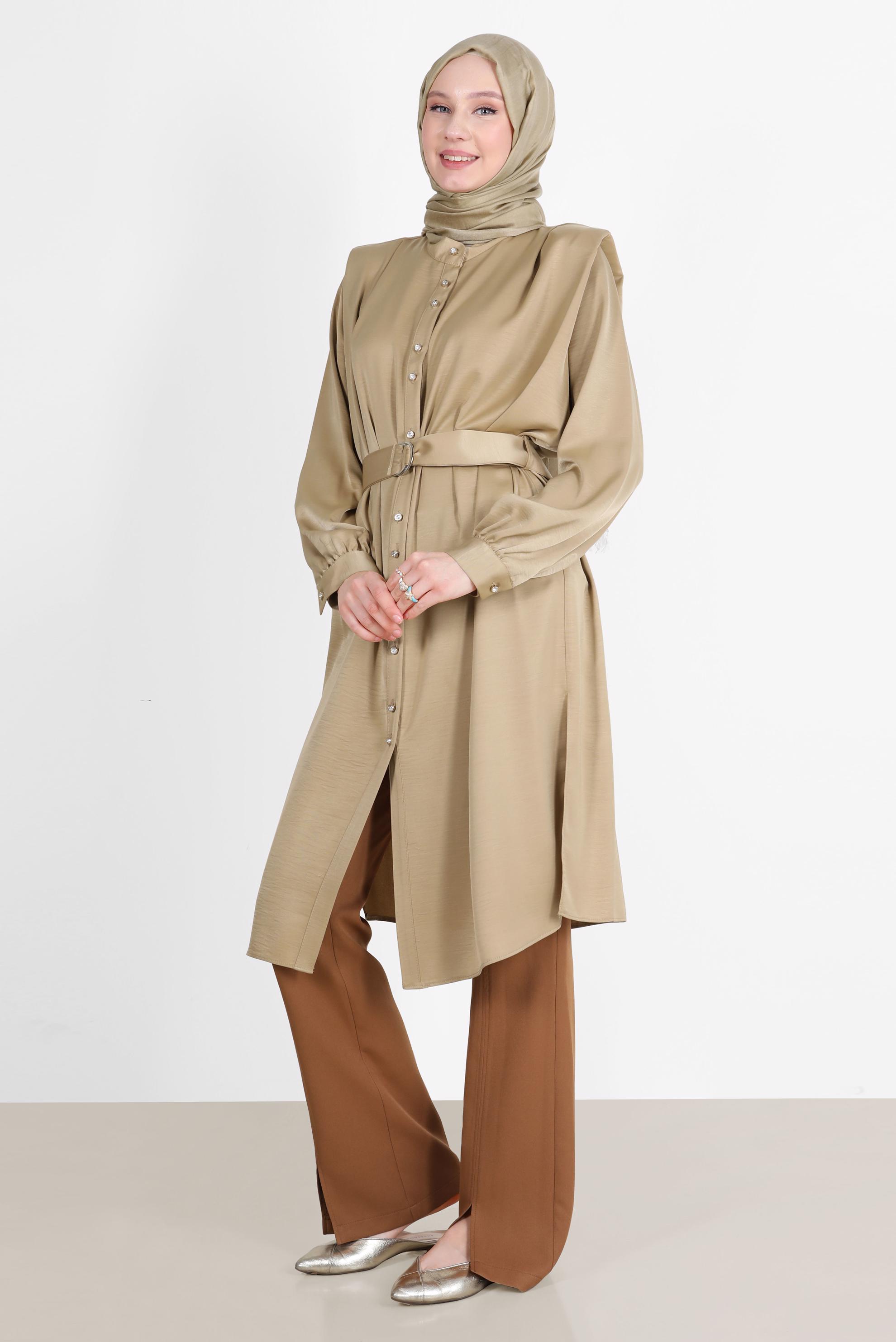 Vêtements hijab JAUNE PANTALON DÉTAILS FENTES 70366