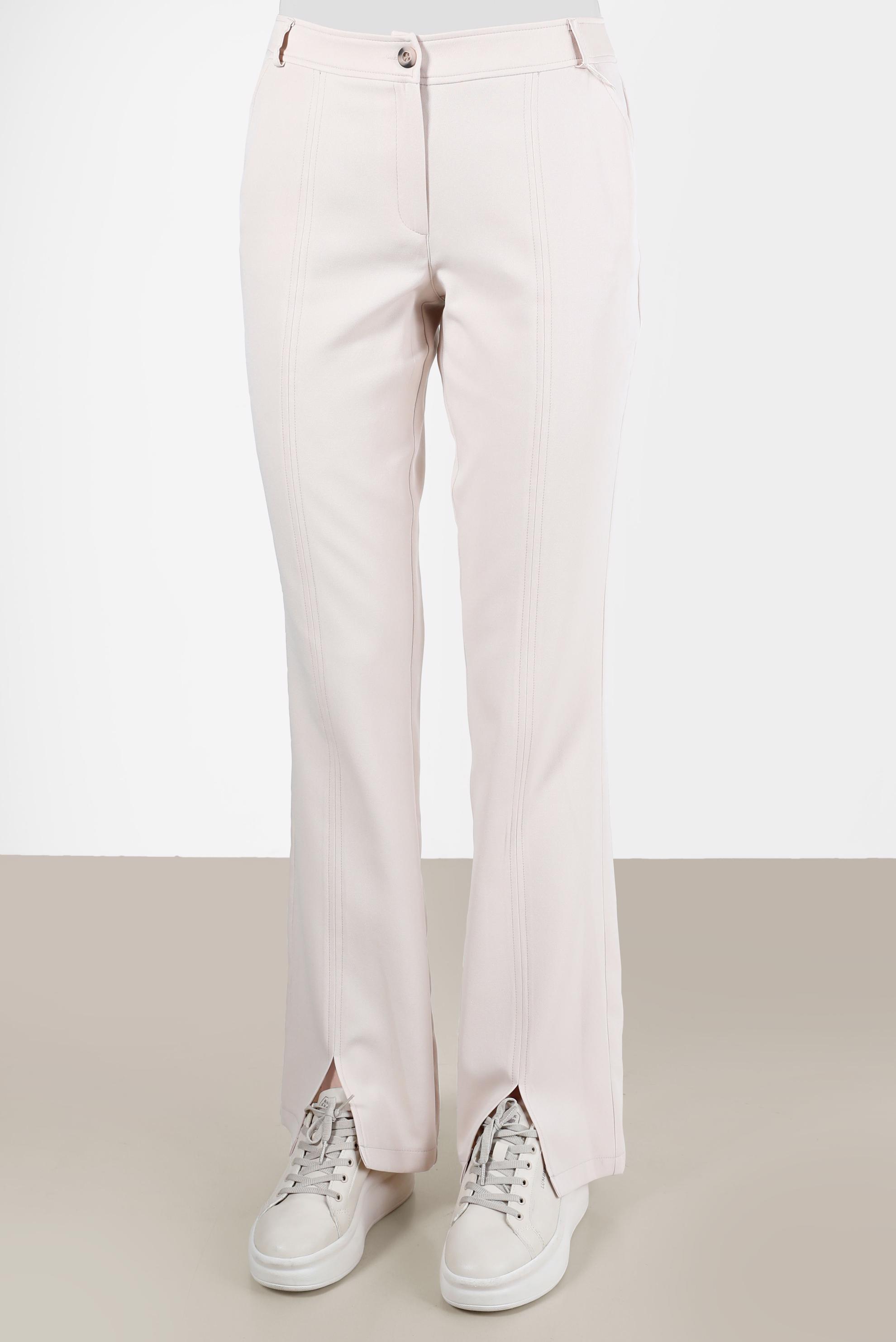 Tesettür giyim EKRU YIRTMAÇ DETAYLI PANTOLON 70366 